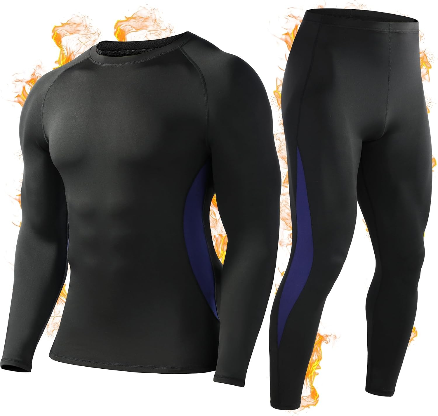 Men Thermal Underwear Set Long Johns Fleece Lined Compression Base Layer Winter
