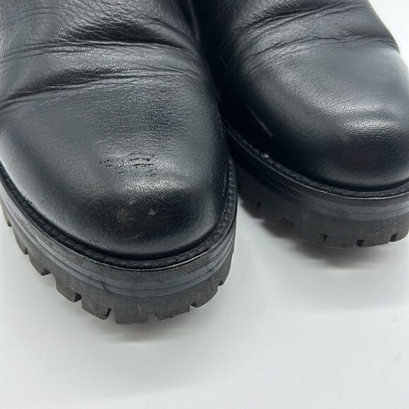 4US Cesare Paciotti Black Buckle Boots Women’s EU 40 Leather Side Zip Emo Goth