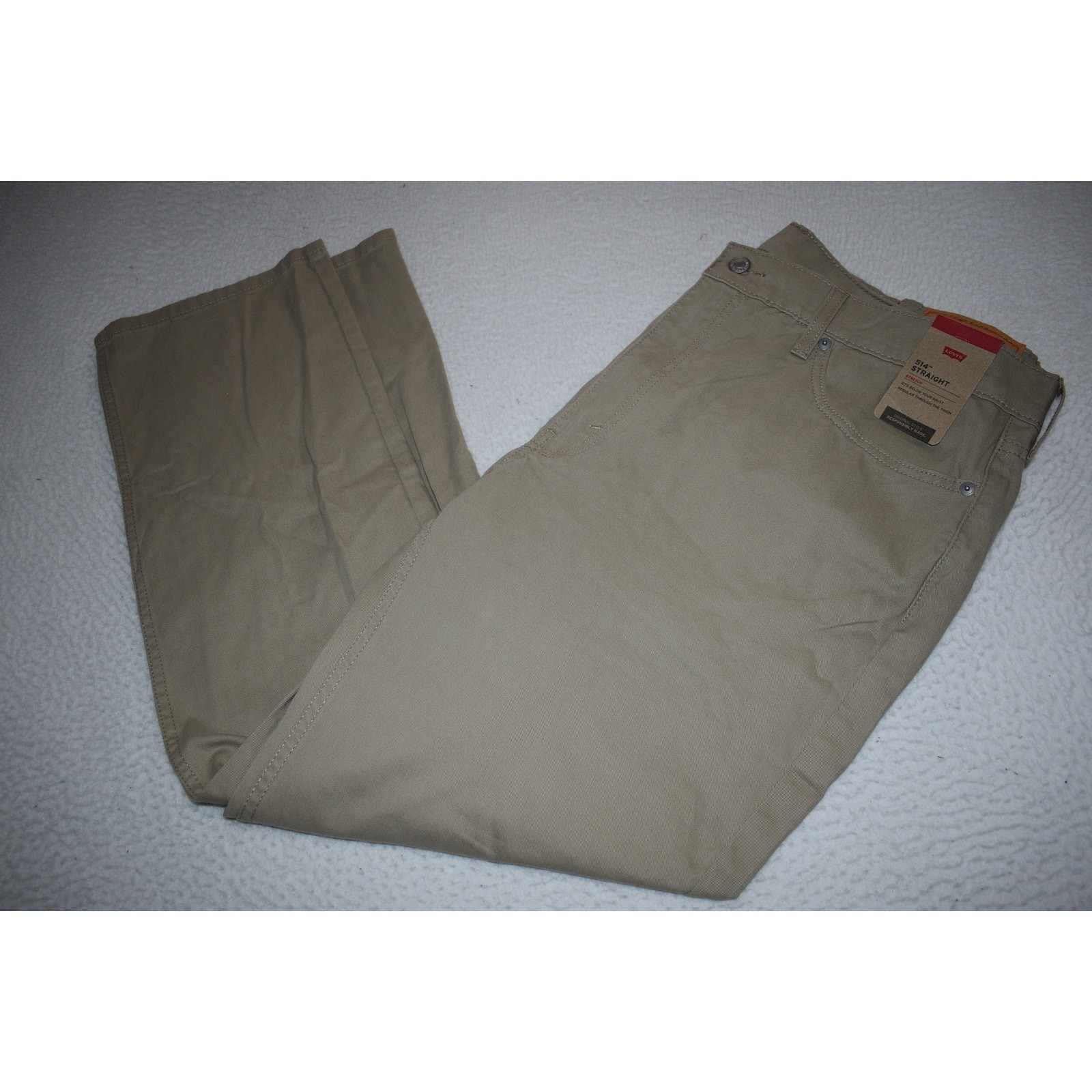 Levis 514 Pants Mens Size 40 x 30 Straight Stretch Tan Cotton 5 Pocket NEW