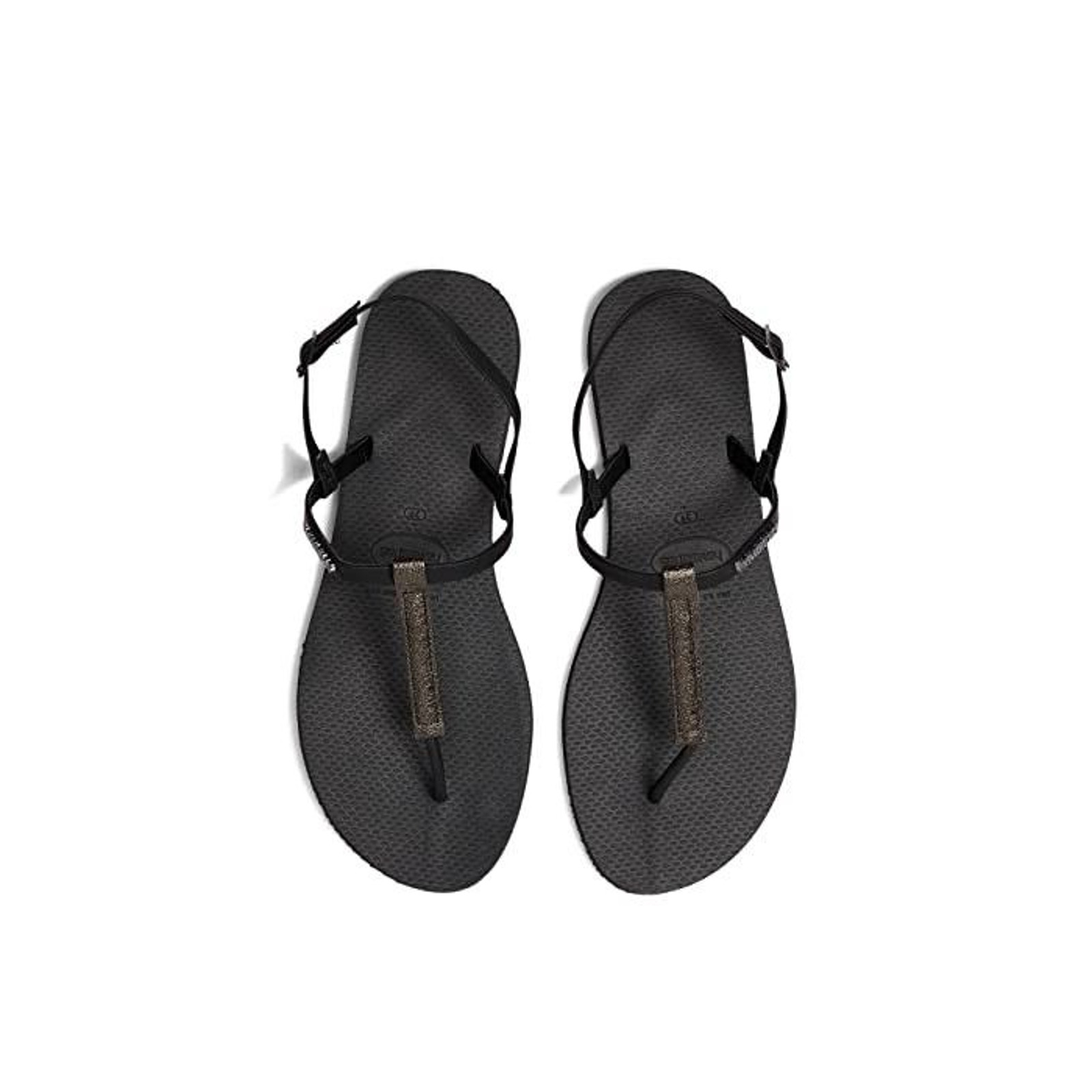 Havaianas You Rio Black Sandals Ankle Strap Metallic Women’s Size 11.5 US NEW