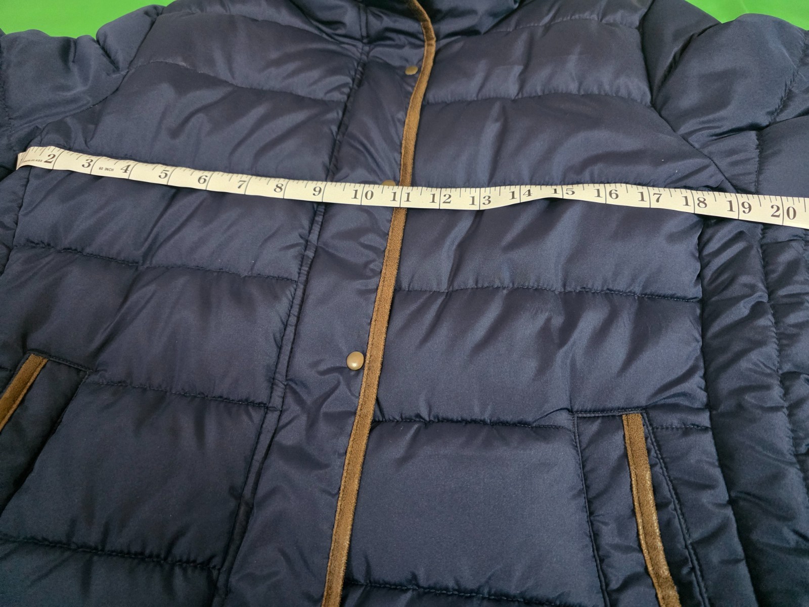 Old Navy Womens Large Navy Blue Puffer Jacket Faux Fur Collar Trim Quilted Coat