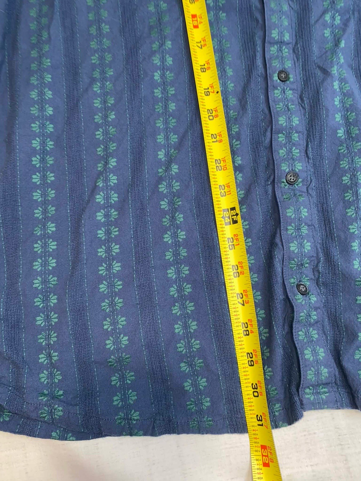 Toad&Co Men’s XXL Blue Green Embroidered Striped S/S Button-Up Shirt Pockets
