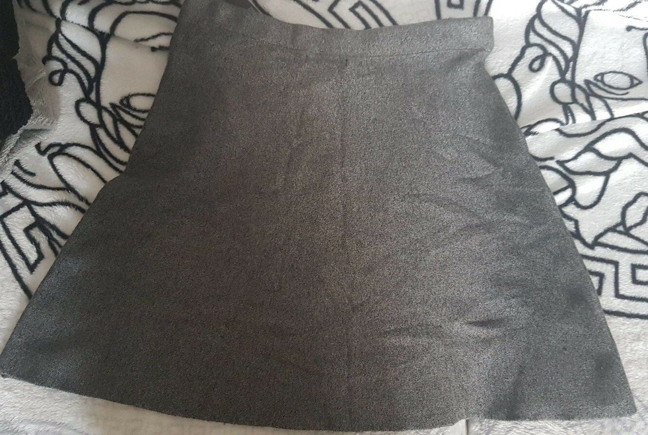 BNWT GREY ATMOSPHERE PRIMARK SKIRT WITH GOLD BUTTONS SIZE 12UK STRETCH WARM TAG