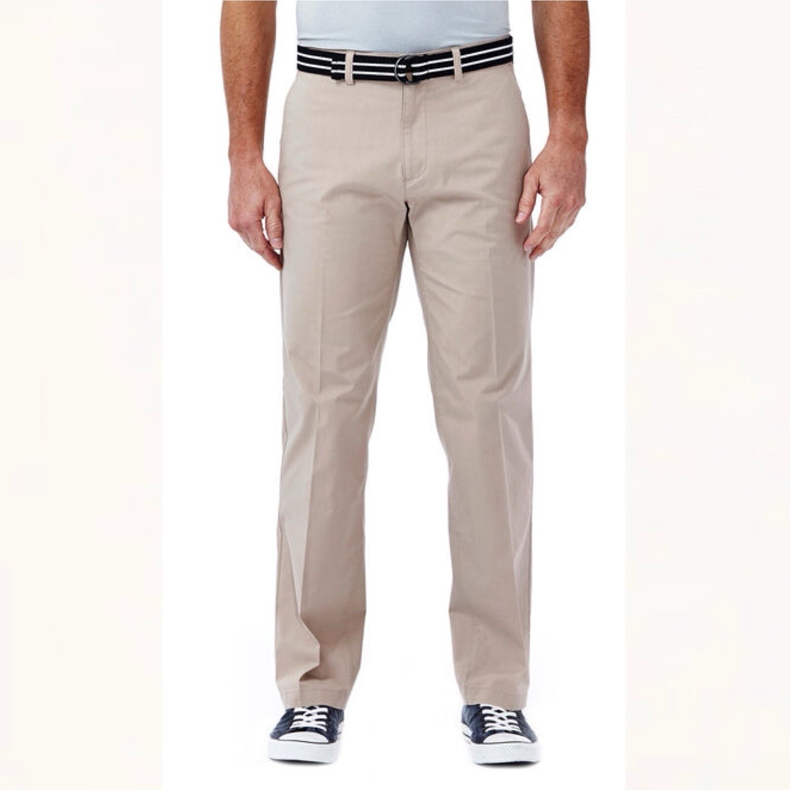 NWT New Men’s Haggar Heritage Pants Chino Golf Black Grey Khaki Belt Large 38×30