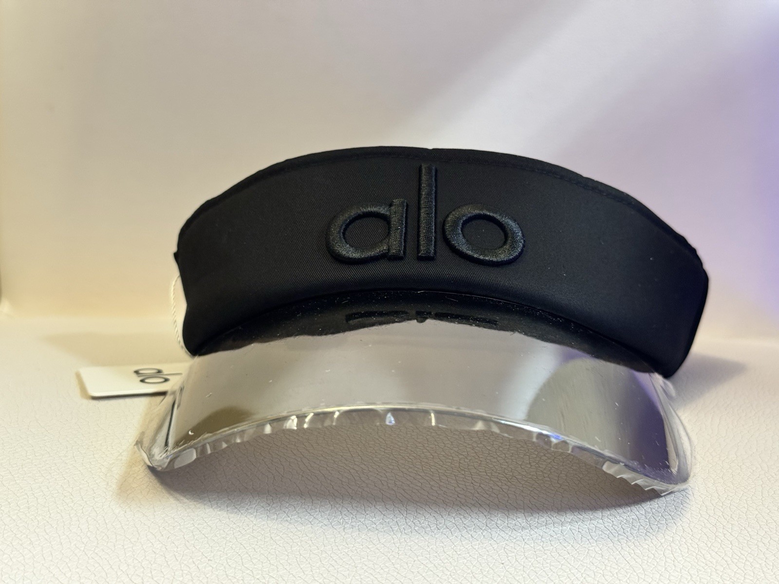ALO YOGA Solar Visor Black Silver Chrome Shield Transparent Hat Cap Athletic