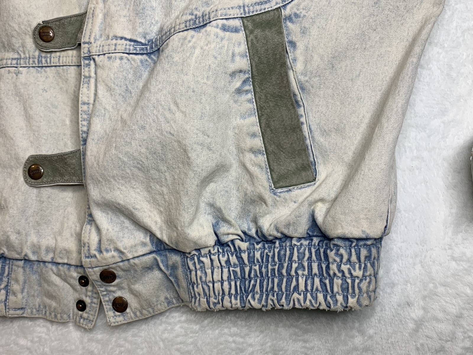 VTG Troop Crown 90’s Washed Denim Jean Jacket Full Zip Embroidered Size XL