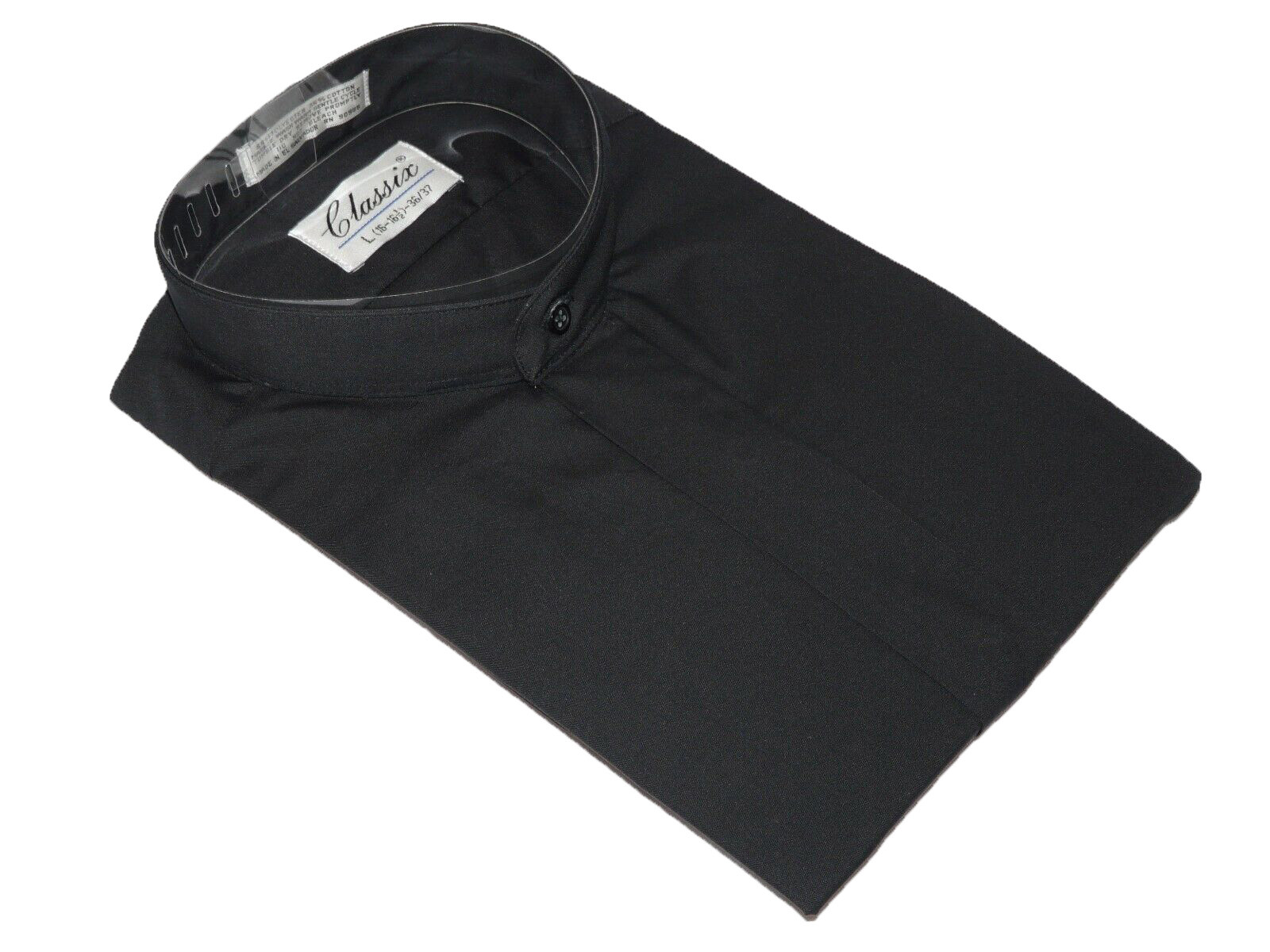Men & Boy’s mandarin collar(banded collar) Black dress Shirt, non pleat