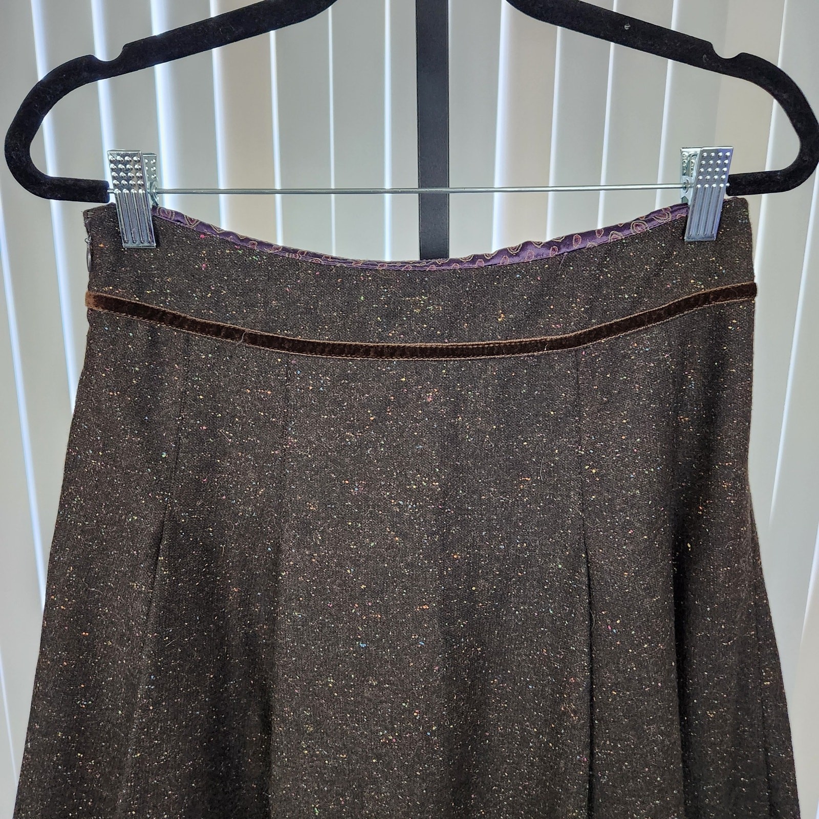 Cynthia Steffe Vintage Wool Blend Midi Pleated Skirt Embroidered Women’s Size 2