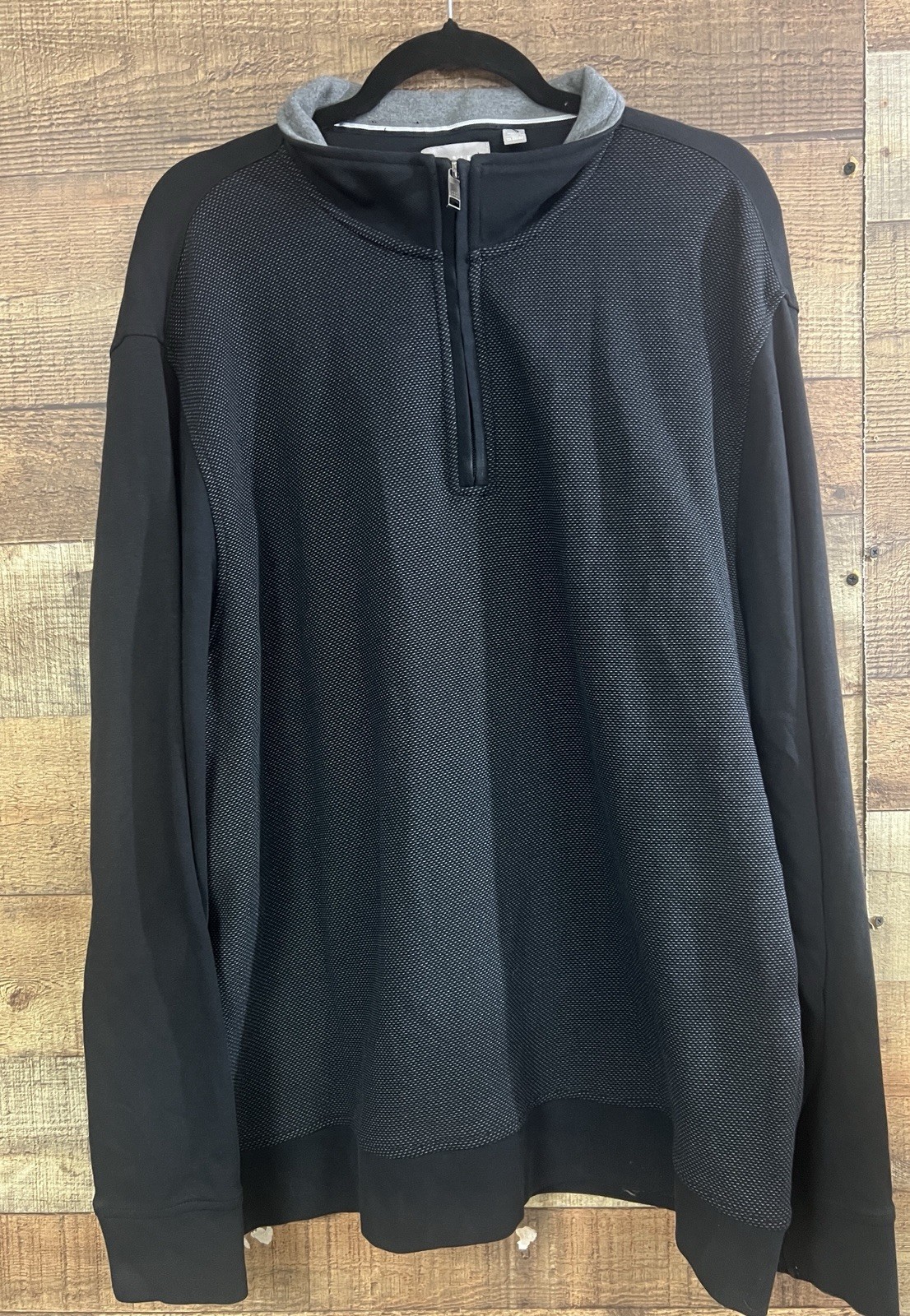 Ted Baker Mens XL Black Quarter Zip Pullover Sweater Textured Knit Long Sleeve