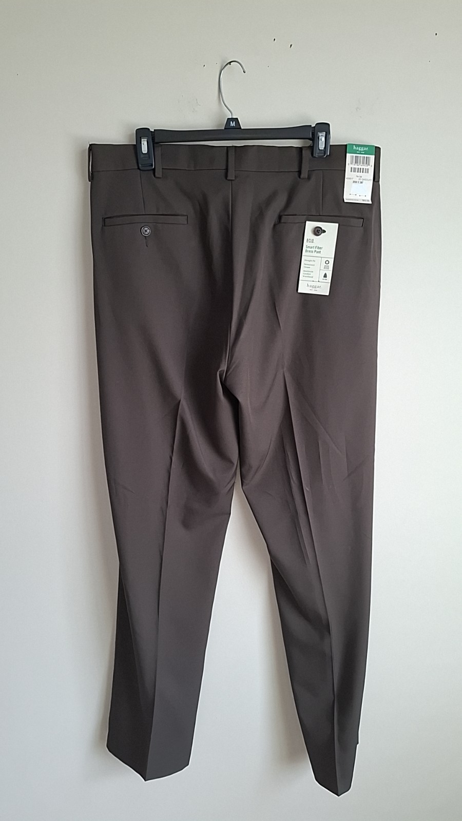 Haggar E.CLO Men’s Gabardine Dress Pants Straight Fit No Iron Brown 36W NWT