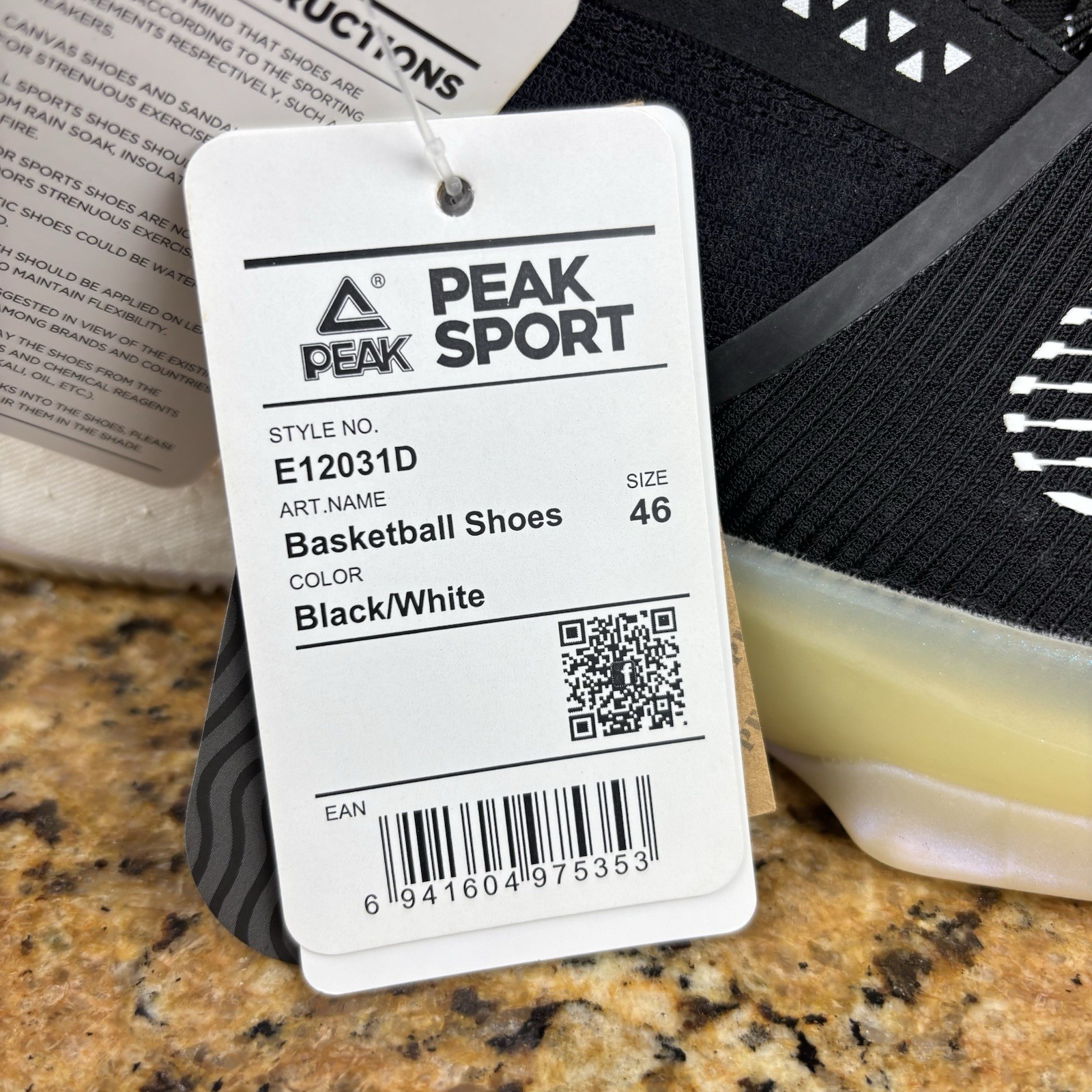 Peak Taichi Attitude Big Triangle Andrew Wiggins Black Soul Basketball Men Sz 12