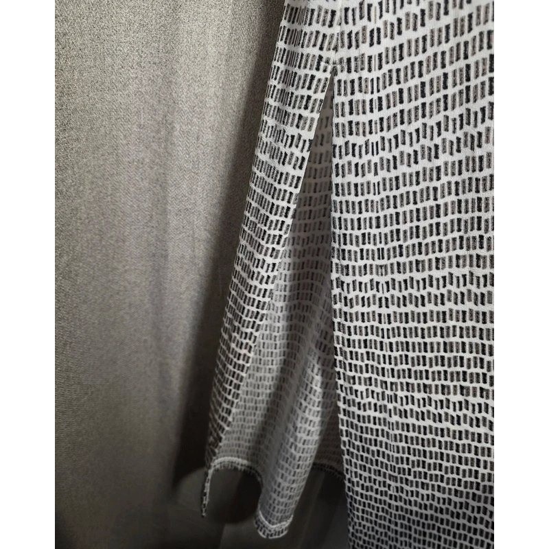 Chicos Travelers Long Cardigan Duster Black White Geometric Print Size 0 Small