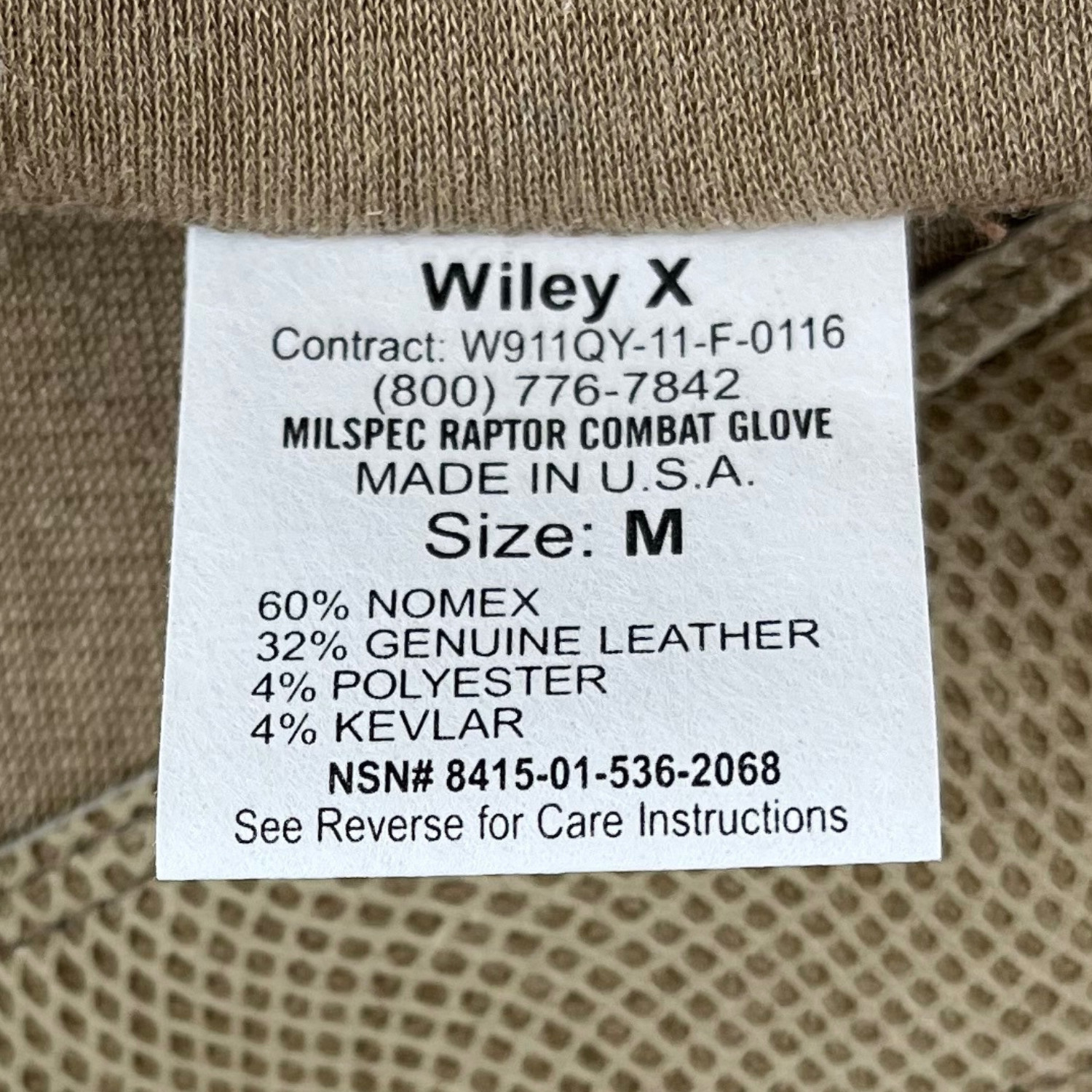 New Wiley-X FROG Tan MilSpec Raptor Combat Gloves *mocinc.1982*