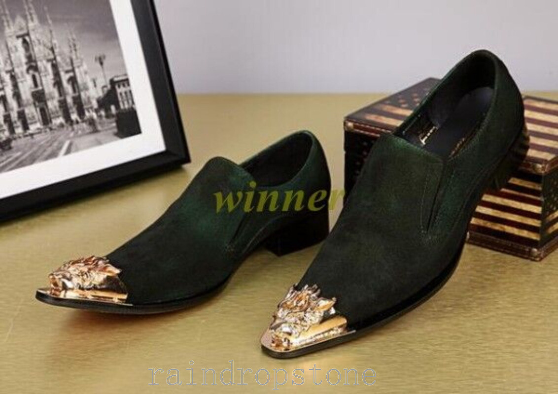 Hot Men’s Dress Formal Shoes Pull on Suede pink Breathable Metal decor Nightclub