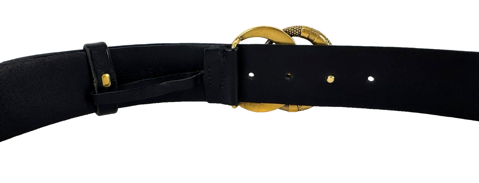 Gucci Auth Belt 105 cm 42 in Black Leather Gold Tone GG Marmont Snake Buckle Bag