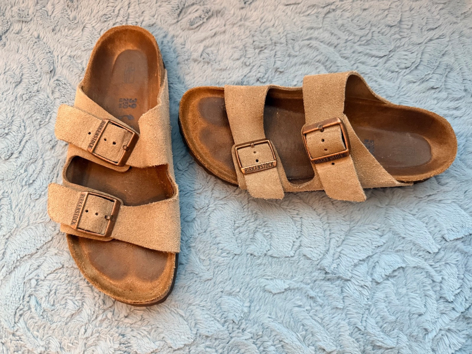 Birkenstock Arizona Sandals Women’s EU 39 Brown Suede Cork Soft Footbed Narrow