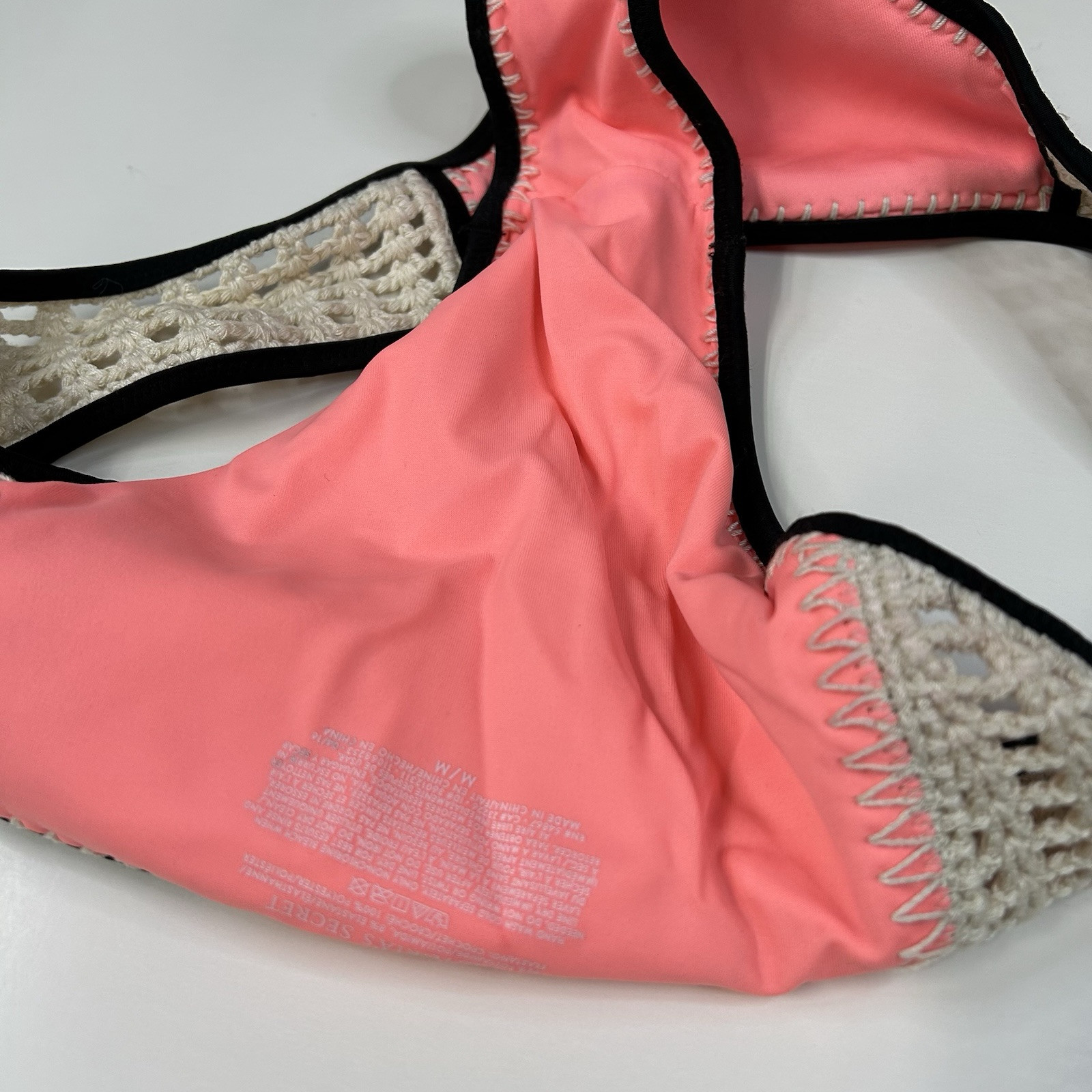 Y2K Victorias Secret Size Medium Classic Hipster Bikini Bottoms Pink Black #3727