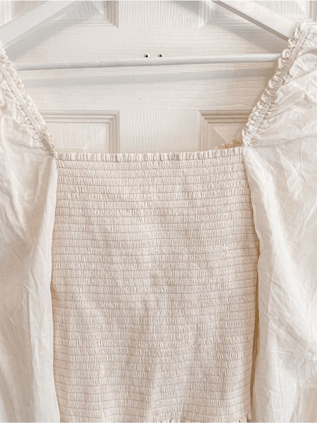 Reformation Isadora Top Cream Eyelet Tie-Front Peasant Blouse