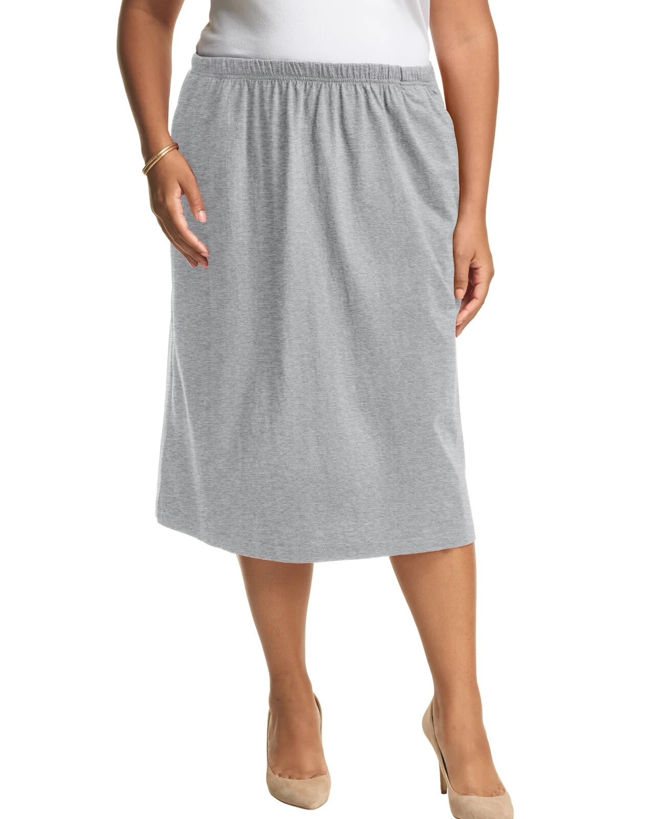 JMS Knit Studios Jersey Lightweight Matchable Plus Size A-Line Skirt Cotton