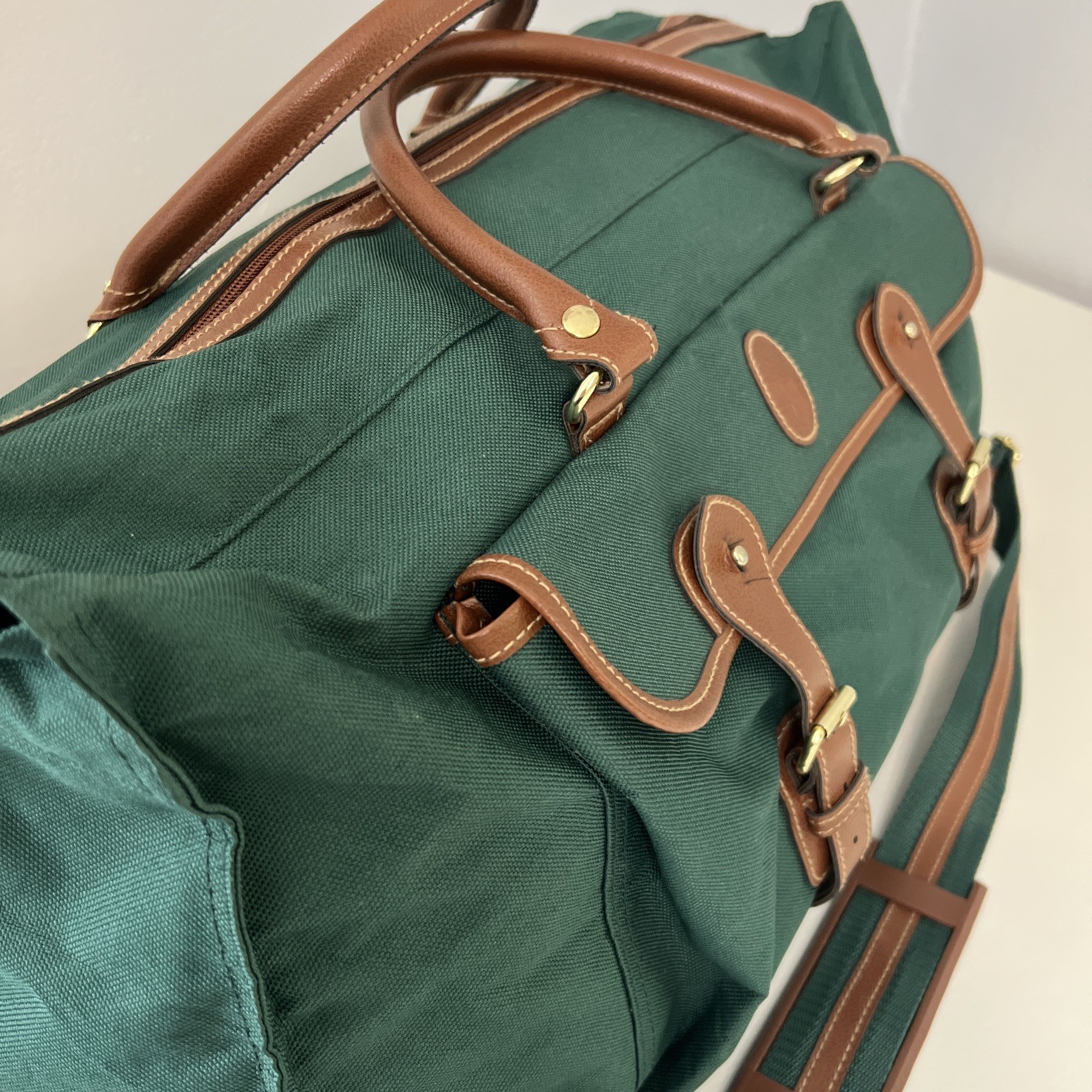 Vintage Ralph Lauren Weekender Duffle Bag 80’s-90’s Green Canvas Travel Tote