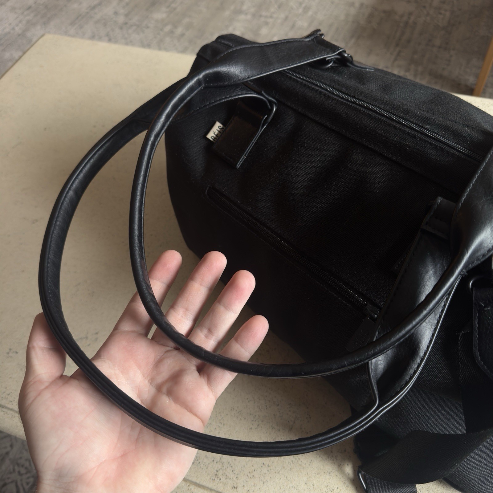 BEIS The Weekender Large Bag in Black FLAW-Missing Bottom Section 19x12x10