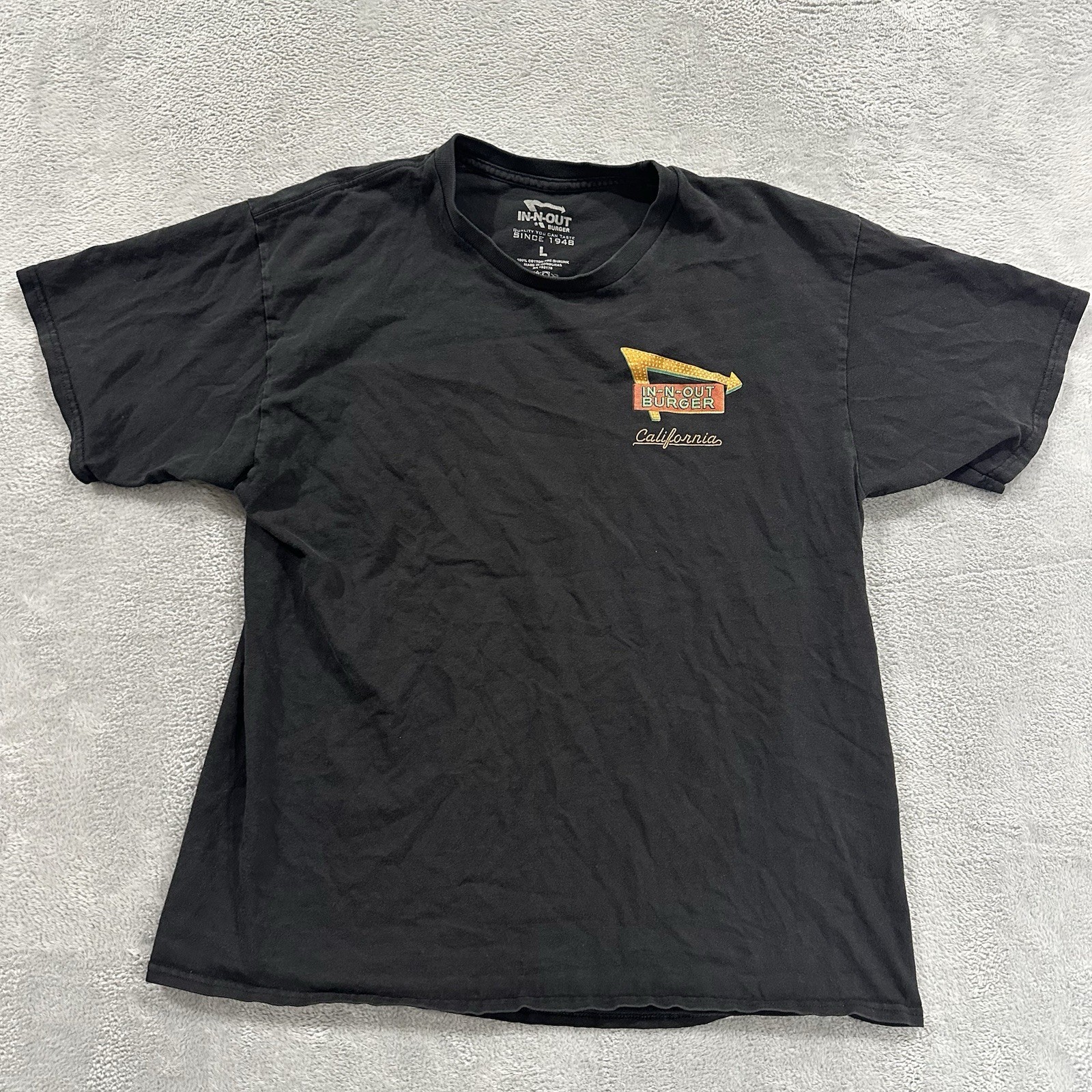 In N Out Burger Tee Tshirt Men Large Black Classic Cars Logo