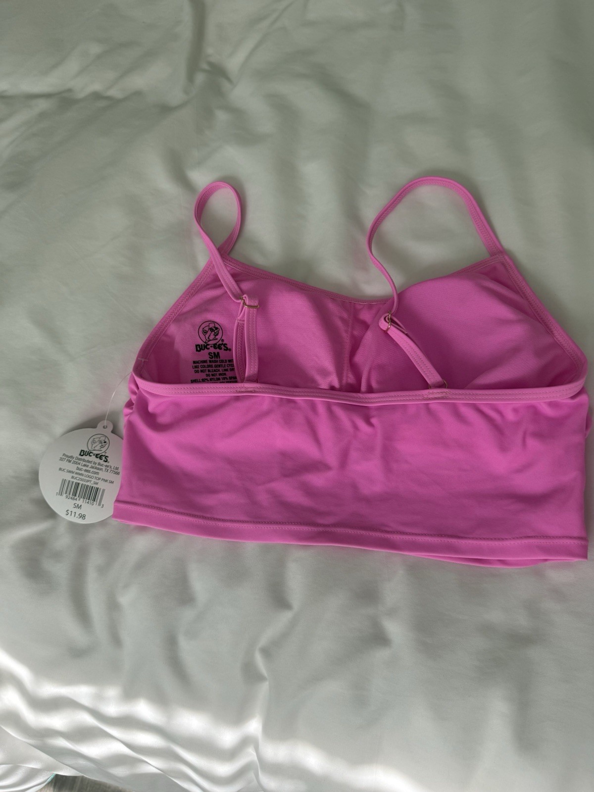 Buc-ee’s Iconic Beaver Logo Hot Pink Swim Crop Top Tankini Sz S New with Tags