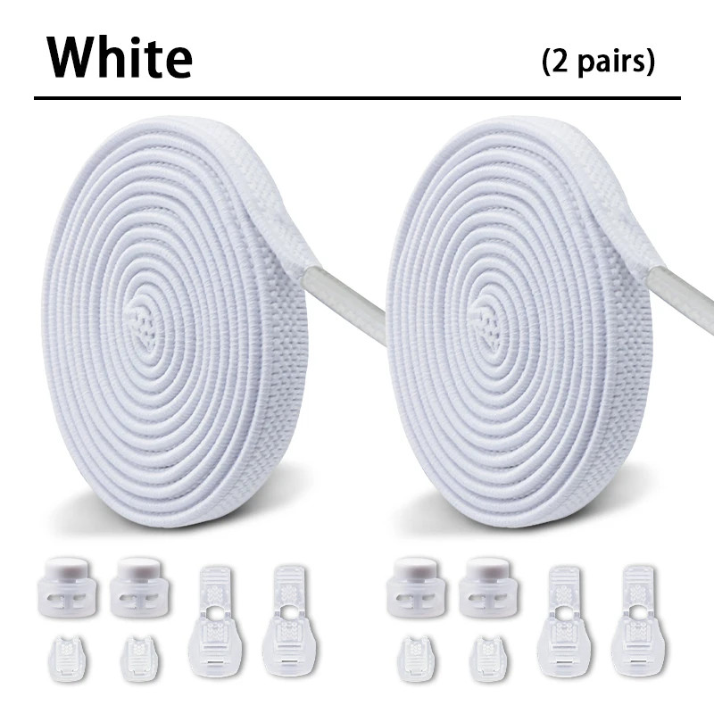 1Pair/2Pair NEW Elastic Shoe Laces Flat Shoelaces Without Ties Kids Round Snap L
