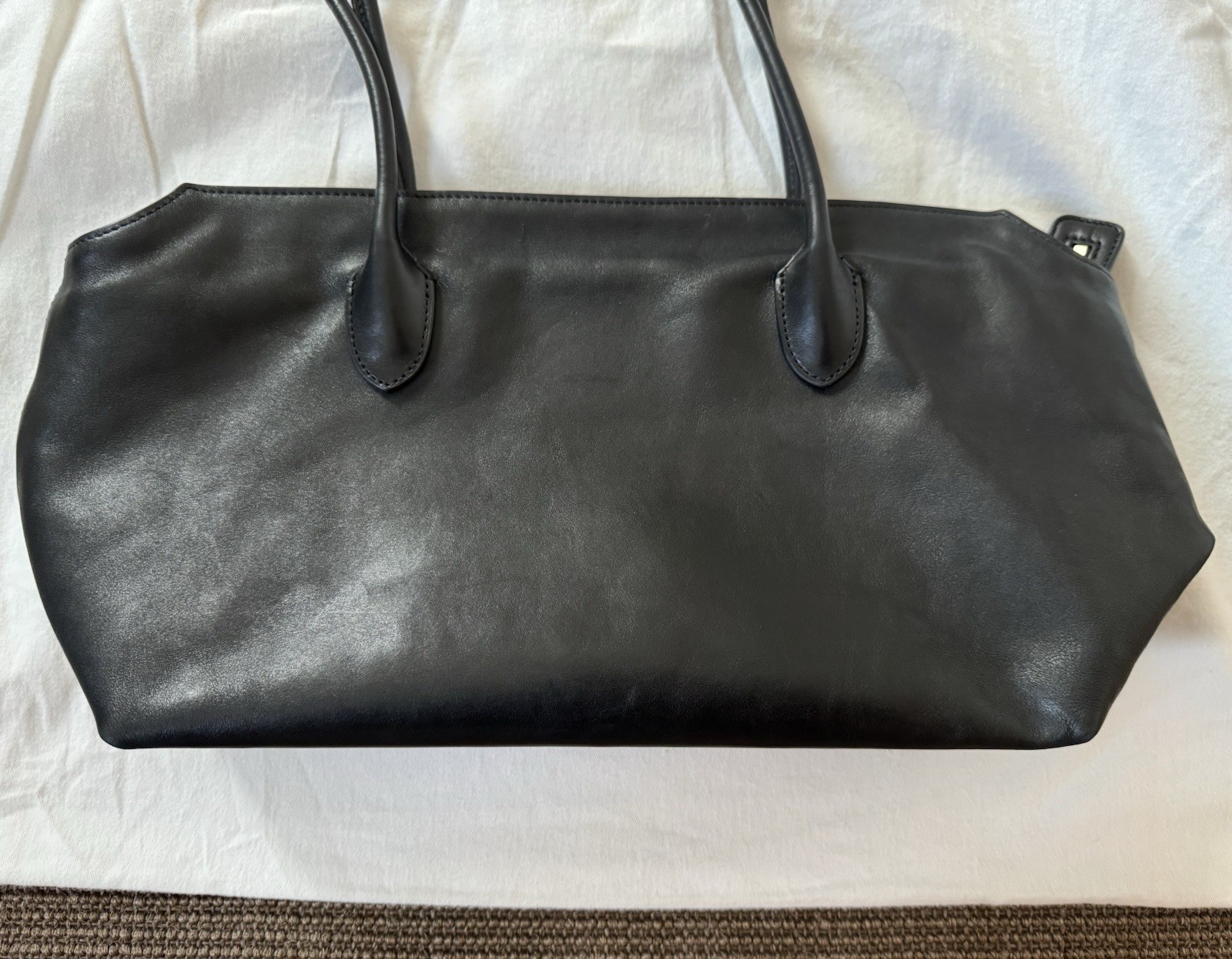 The Row Bag Terrasse Bag in Grain Black Leather Gold Zipper Pre-Owned MSRP $3500