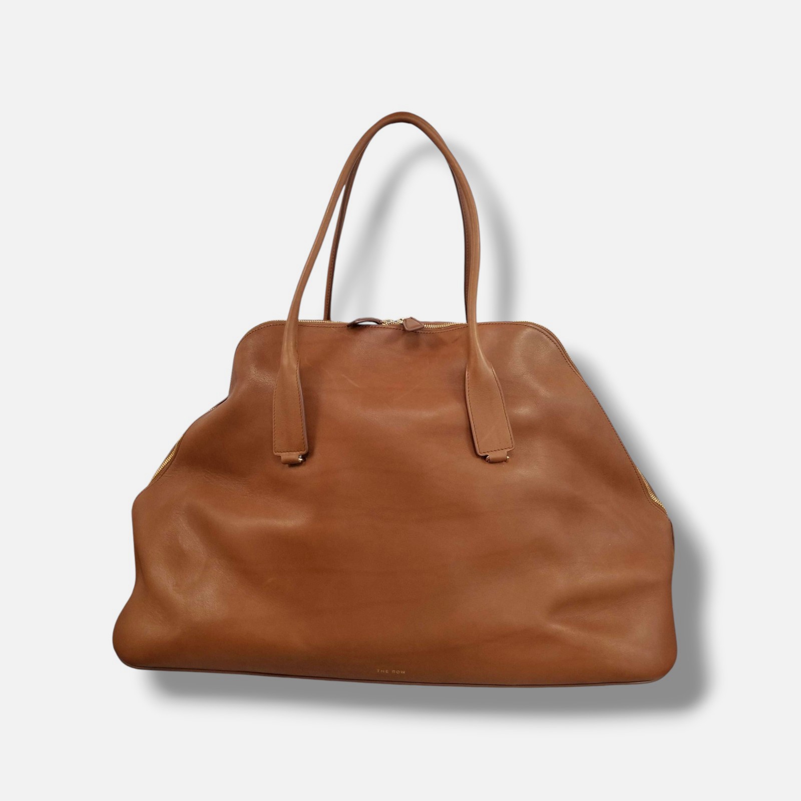 The Row Women Brown Devon Leather Shoulder Top Handle Tote Hand Bag