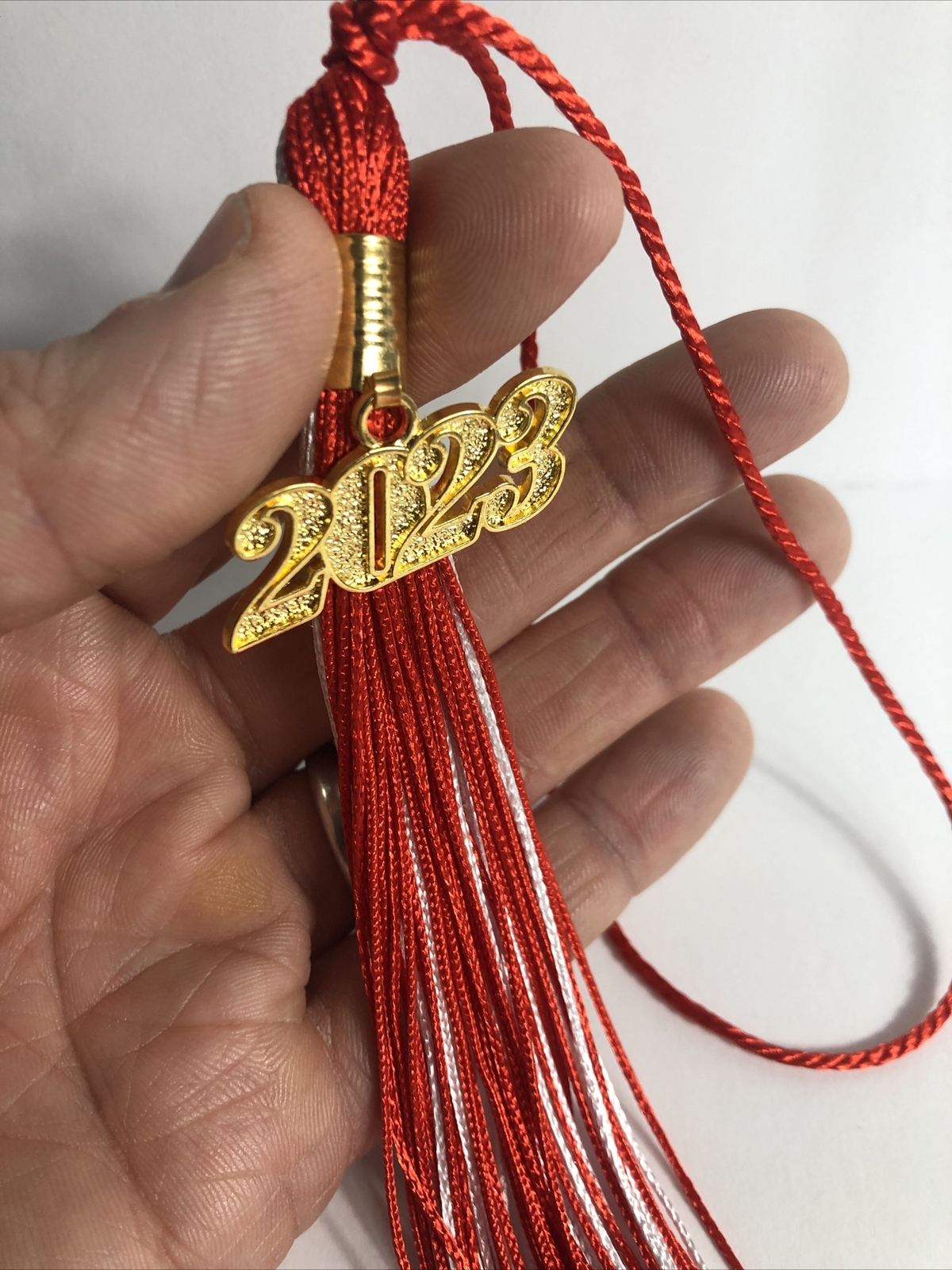 Red/White 2 Color Graduation Tassel With Gold Date Drop 2023 Indiana University