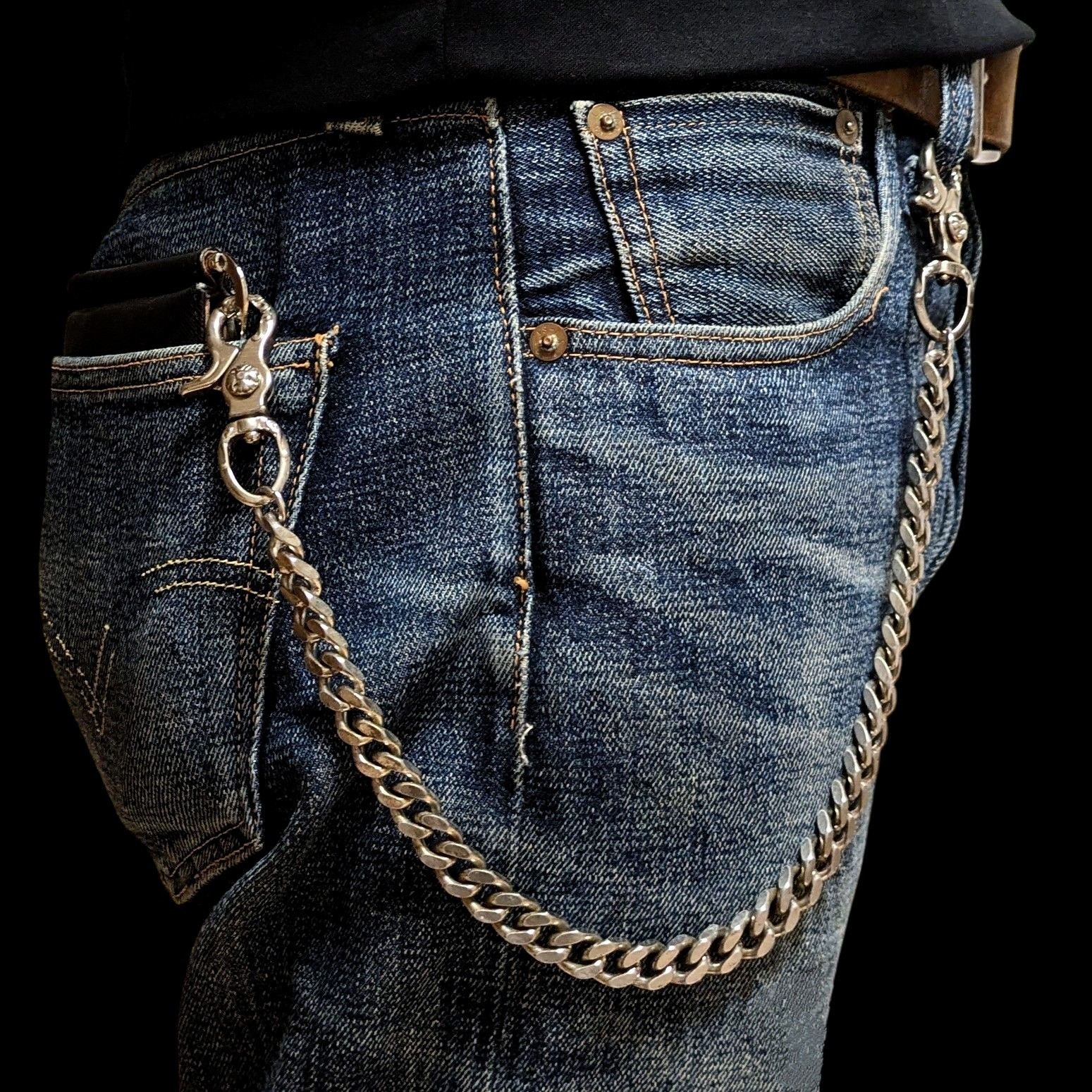 Solid brass Stainless steel Wallet chain Vintage finish Handmade in Japan GLSK