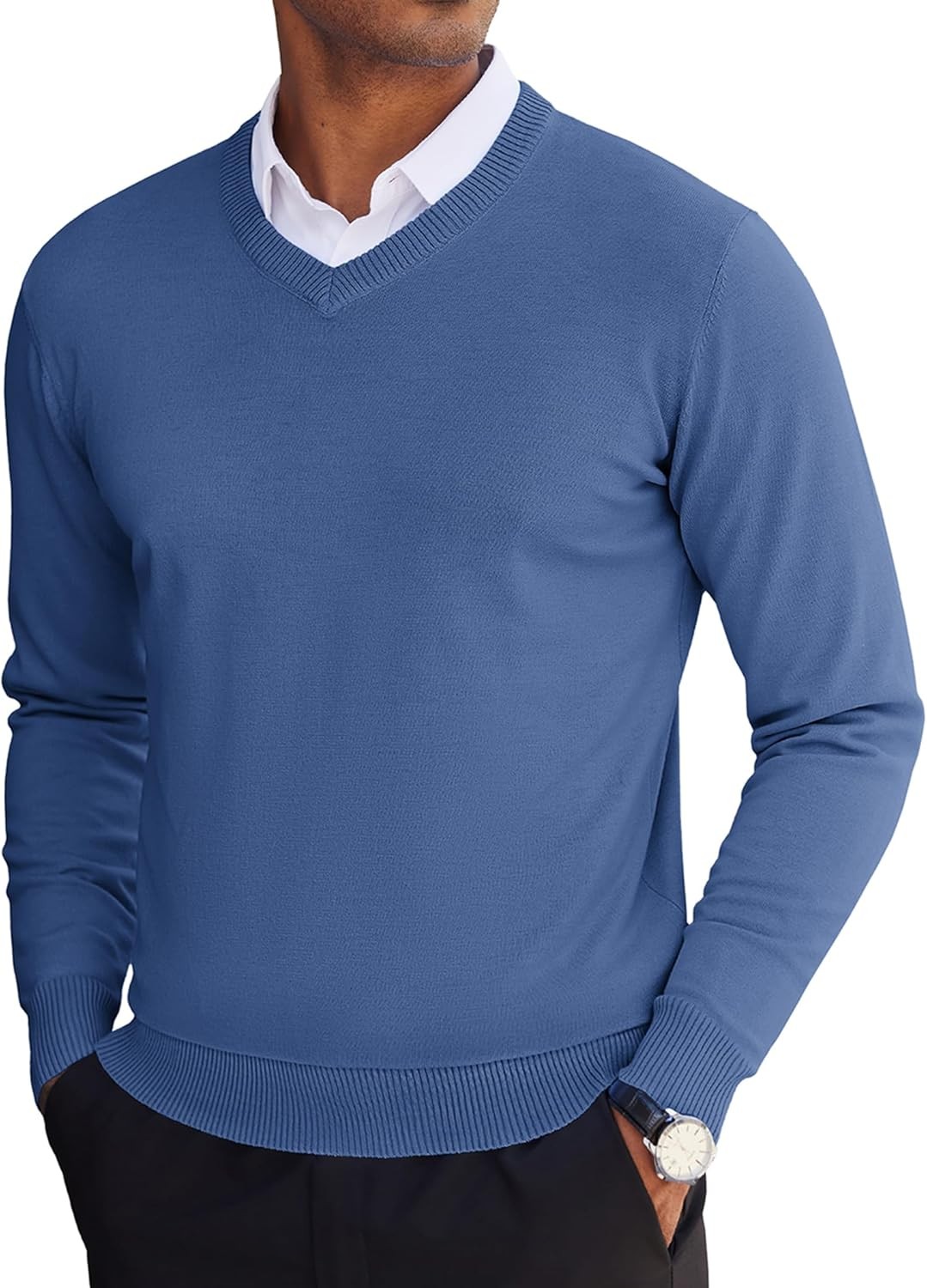Men’s Lightweight Knitted V Neck Pullover Sweater Casual Soft Comfortable Fall