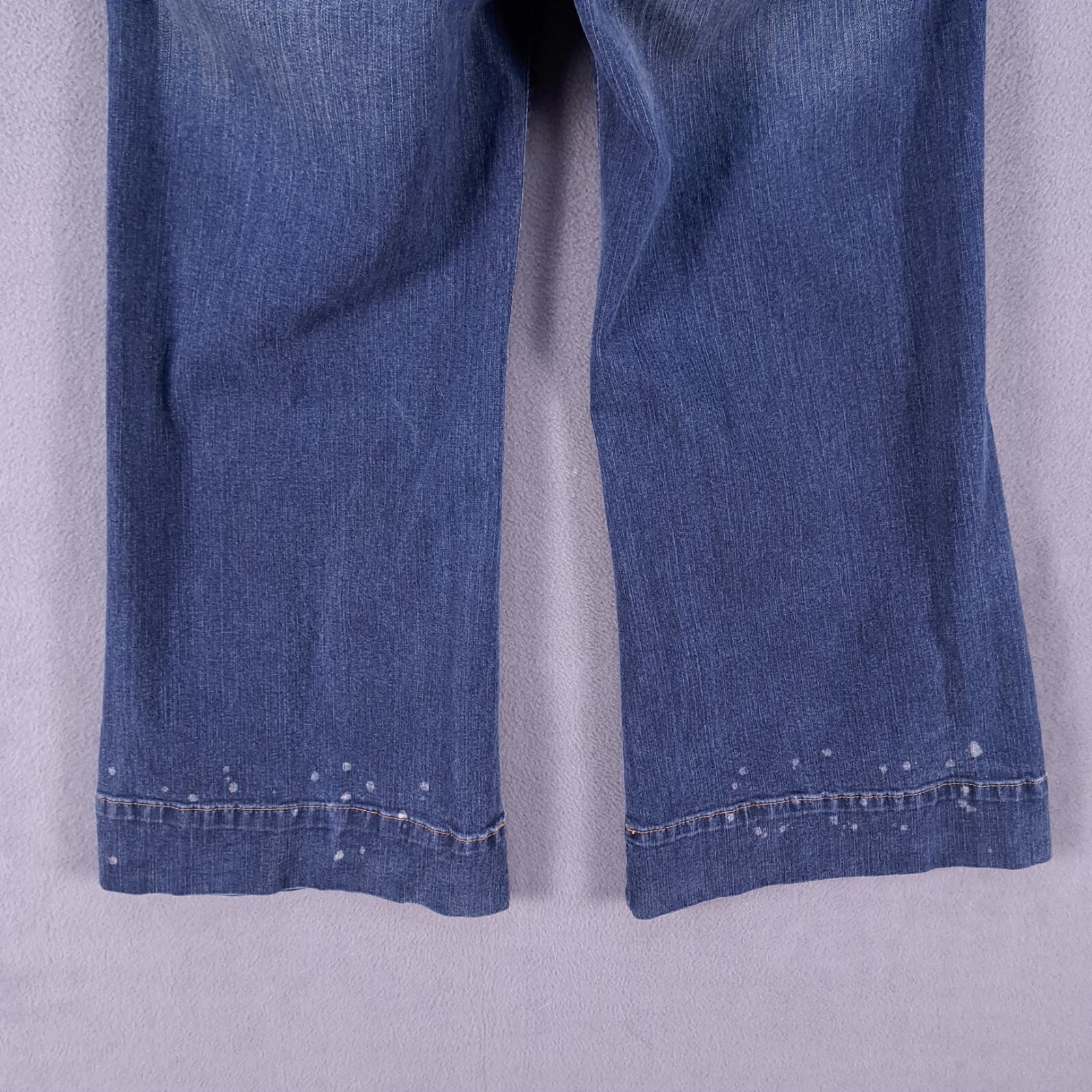 Hint Jeans Womens Juniors 7 Blue Stretch Denim Cropped Flare Leg Grunge