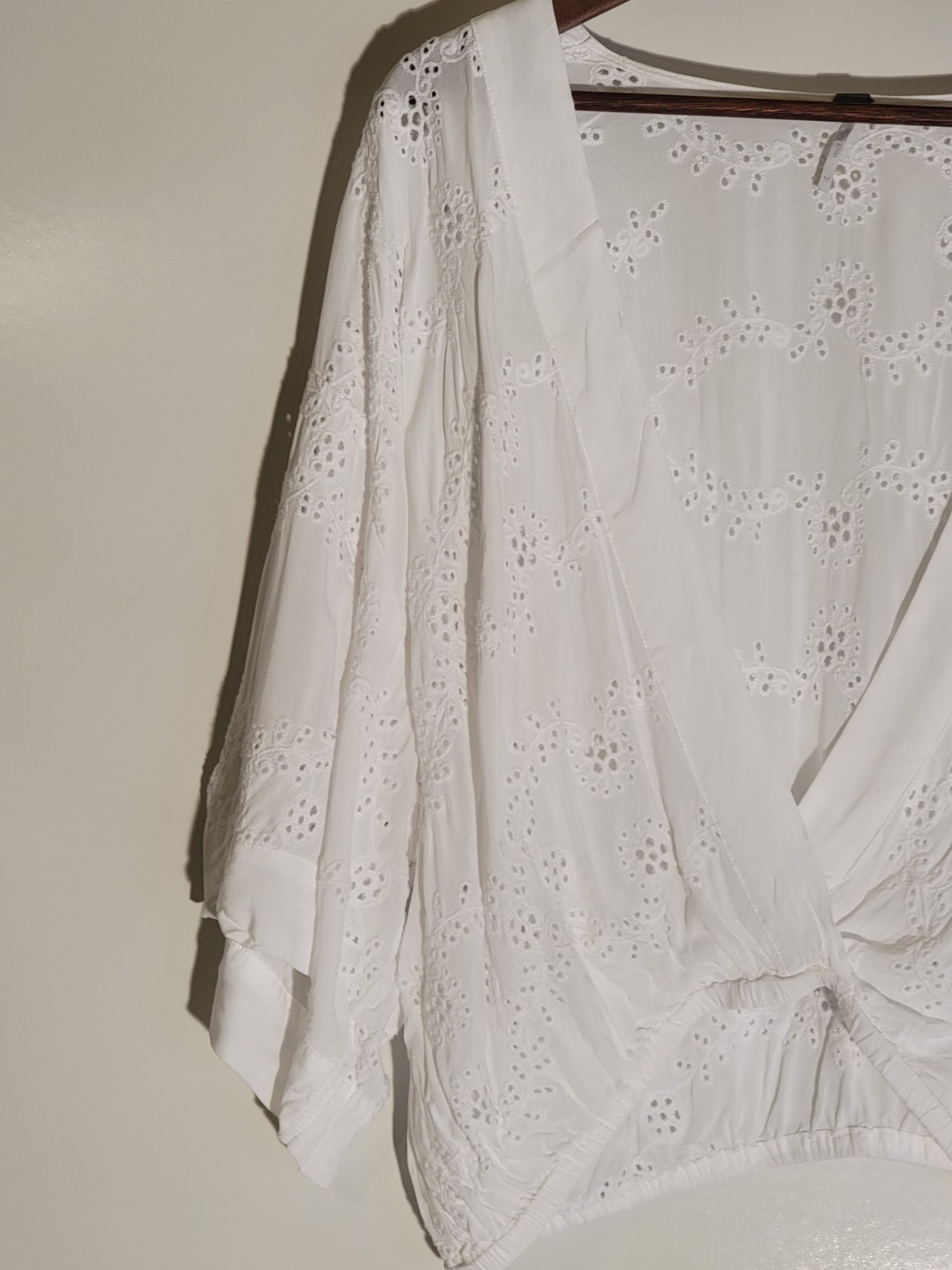 YFB Set Womens Medium White Eyelet Blouse & Skirt Lined 100% Rayon Hand Wash