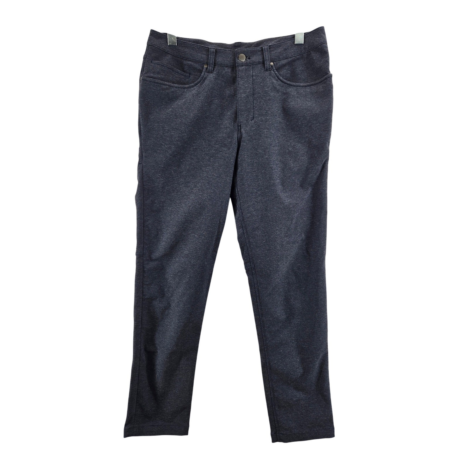 Lululemon ABC Slim Fit Pants Mens 32 Heathered Dark Navy Blue 5 Pocket Tapered