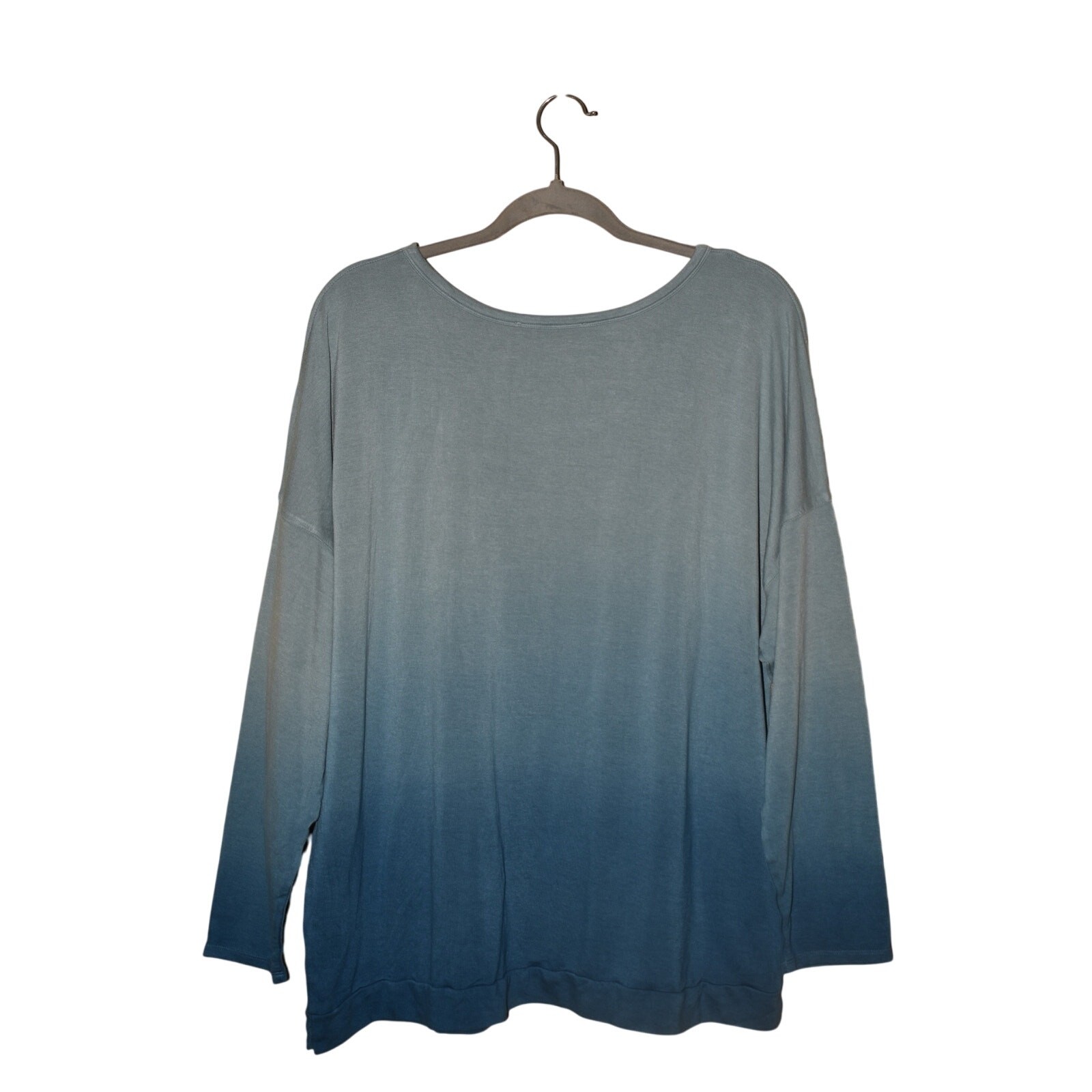 LAURIE FELT NEW $77 Dip Dye Long Sleeve Top Blue XL