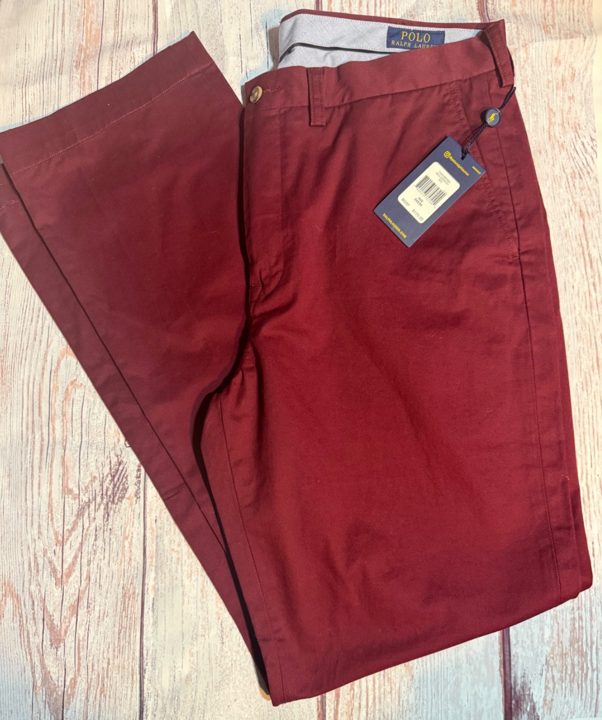 Polo Ralph Lauren Stretch Classic Fit Pants Men’s Burgundy Red NWT Cotton 34×34