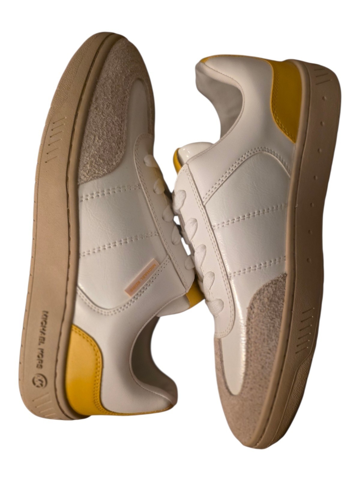 Michael Kors Men’s Colorblock Lace-Up Low Top Sneakers White/Beige/Yellow 8.5