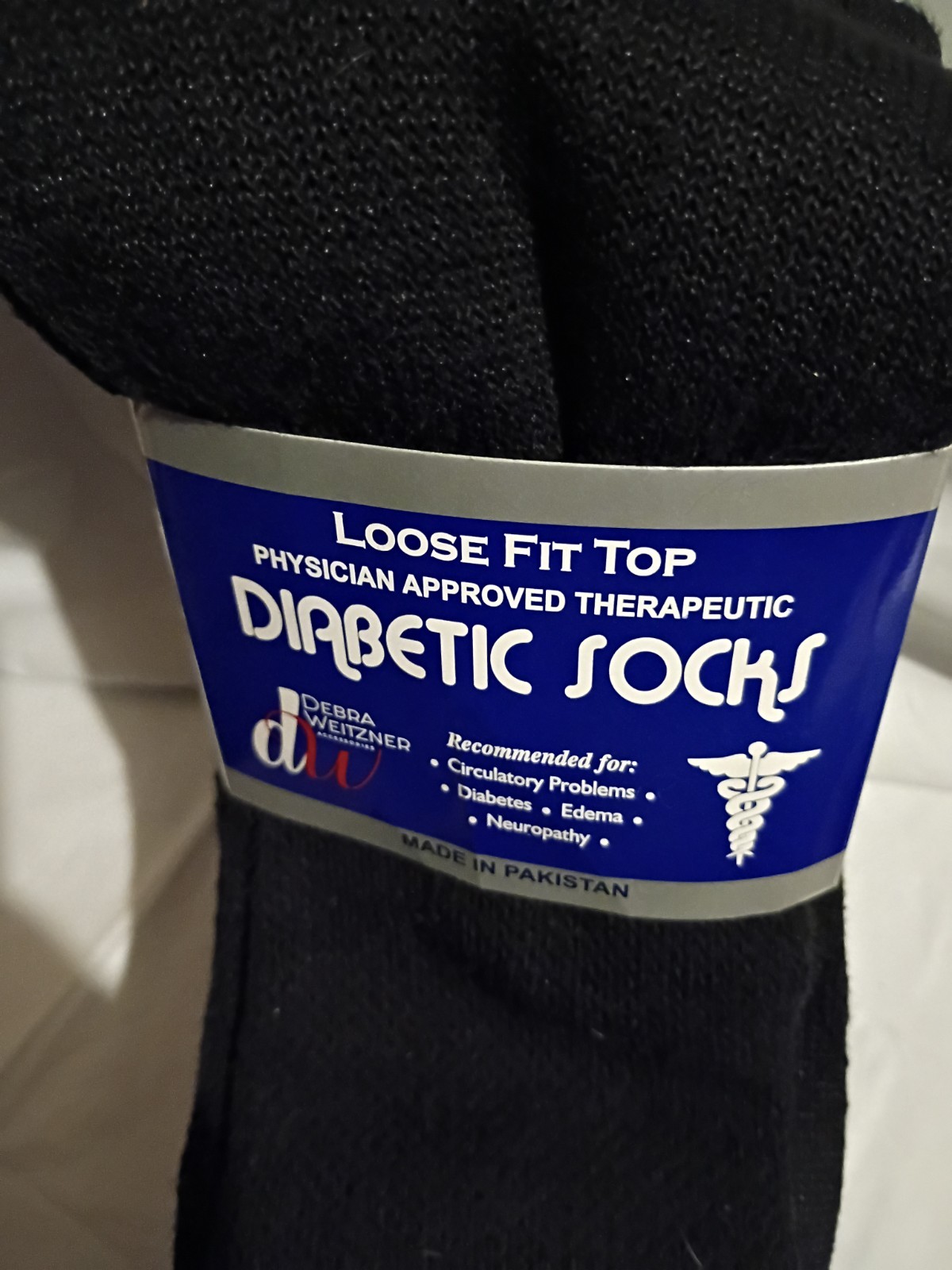 Debra Weitzner Therapeutic Loose Fit Crew Socks Black Men’s Size 10-13 Cotton B…