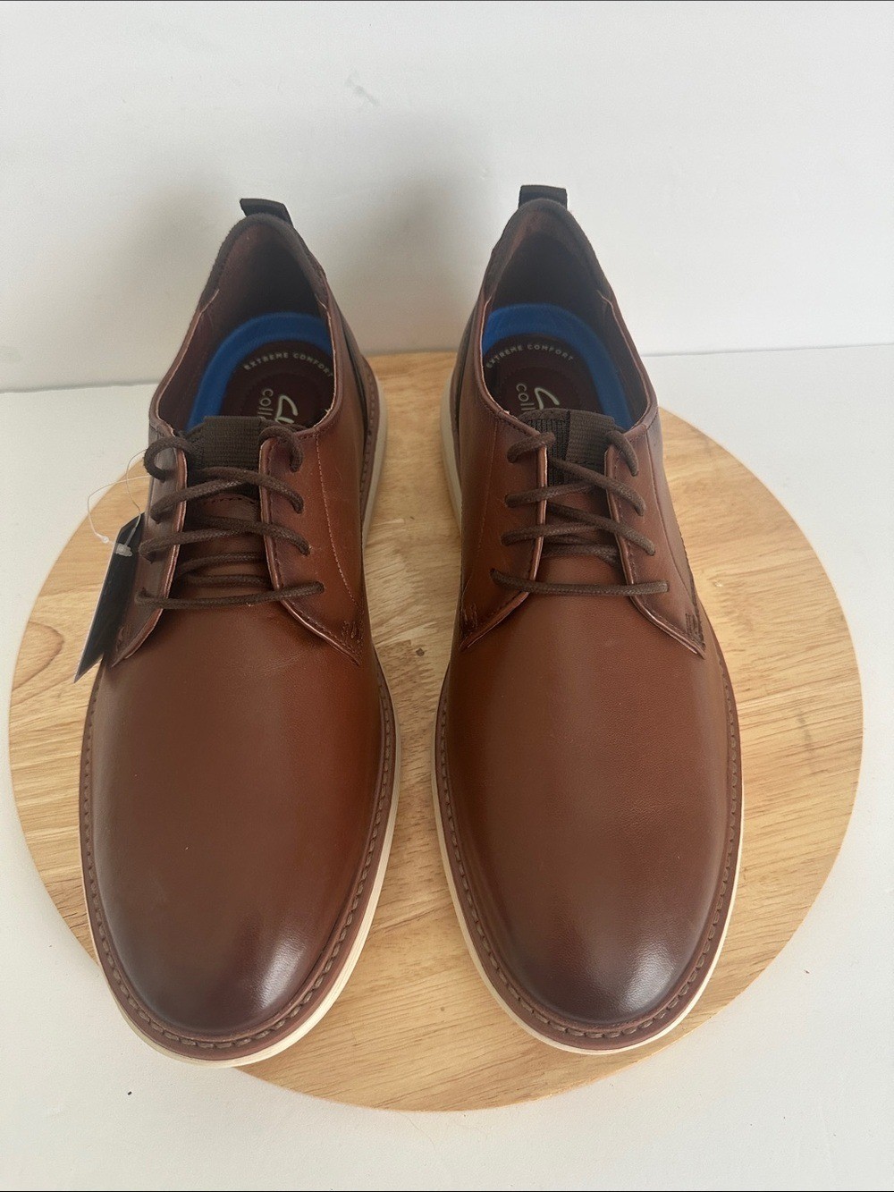 Clarks Brantin Plain Mens Round Closed Toe Oxford Shoes, Tan Sz 10.5M a1785