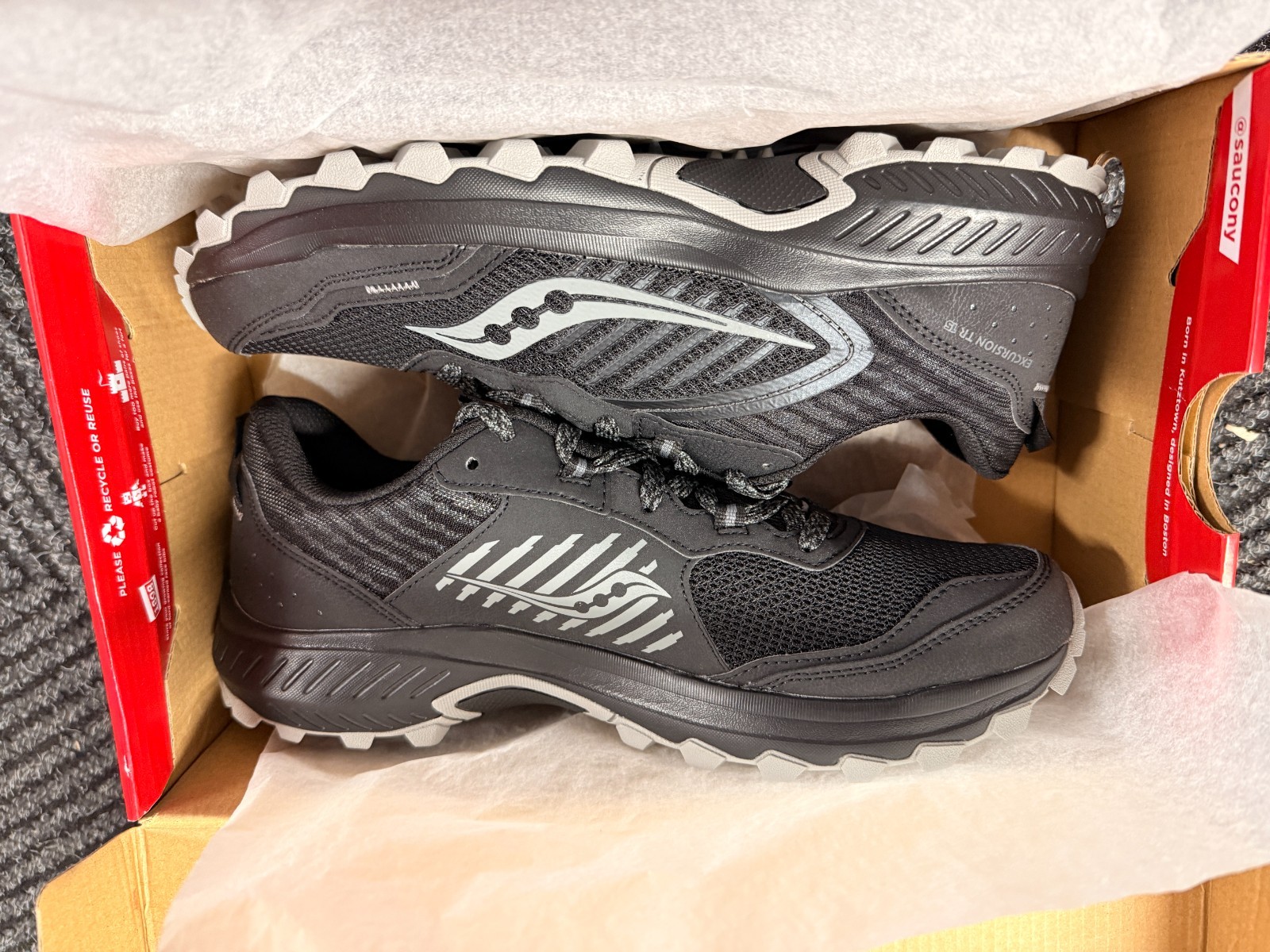 New Saucony Excursion TR15 Men’s Trail Running Shoes – US 7.5 Black / Shadow