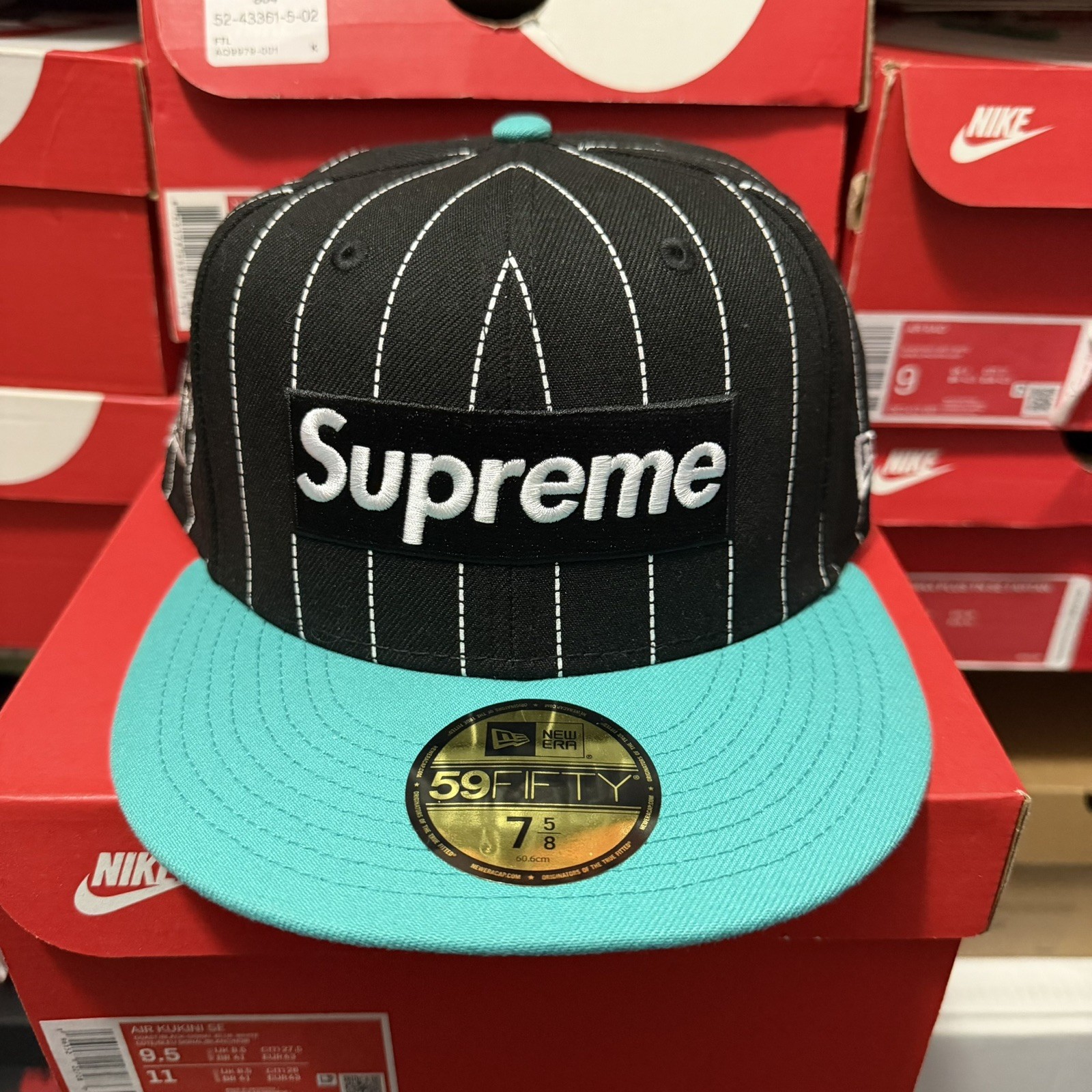 Supreme MLB Teams Box Logo New Era Hat Florida Marlins Size 7 5/8 FW25