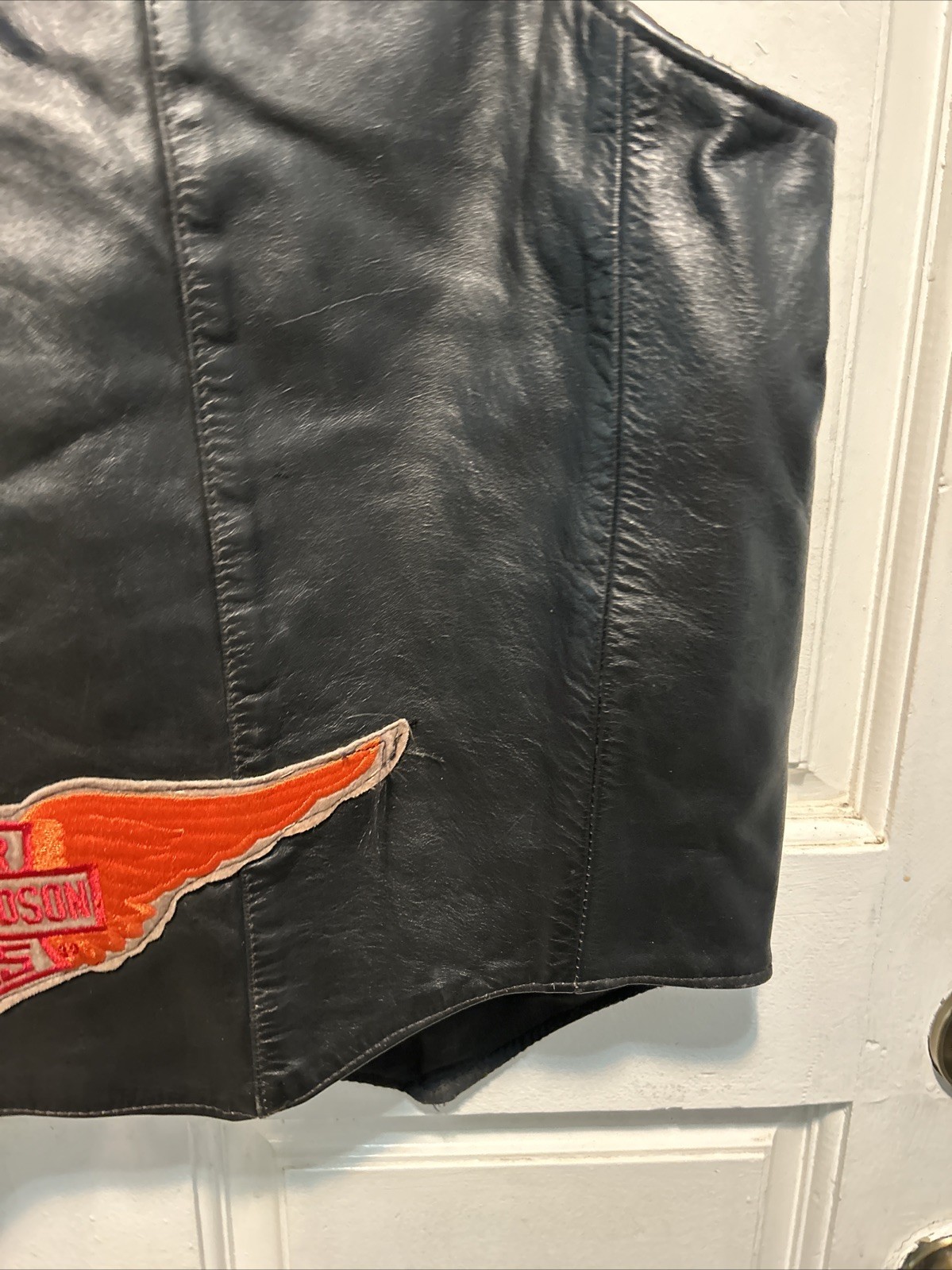 Harley Davidson Leather Vest Wings Logo Men’s M USA Vintage 80s 90s