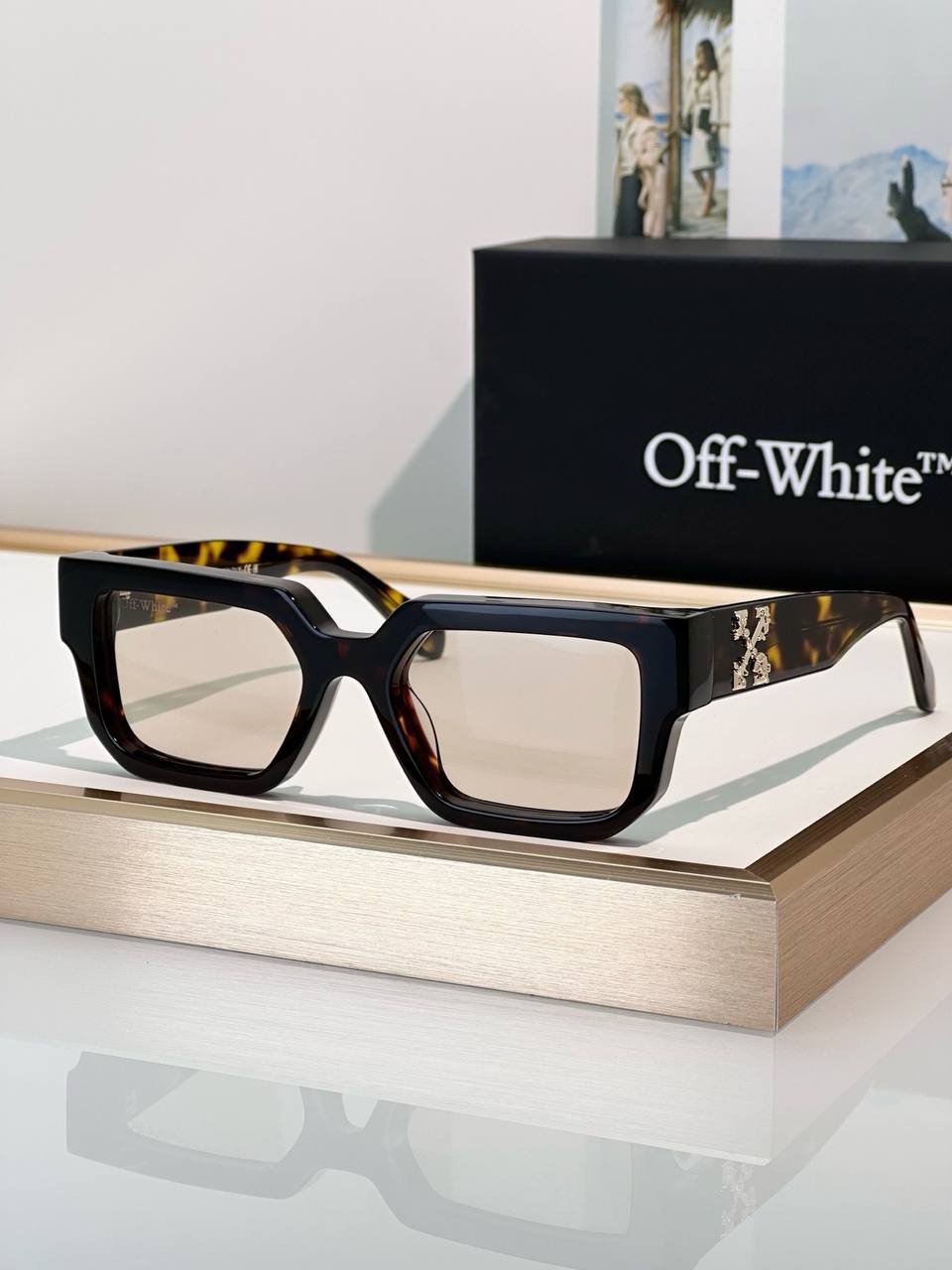 Off-White Square Eyeglasses Black Tortoiseshell Frame Luxury Designer Glasses Un