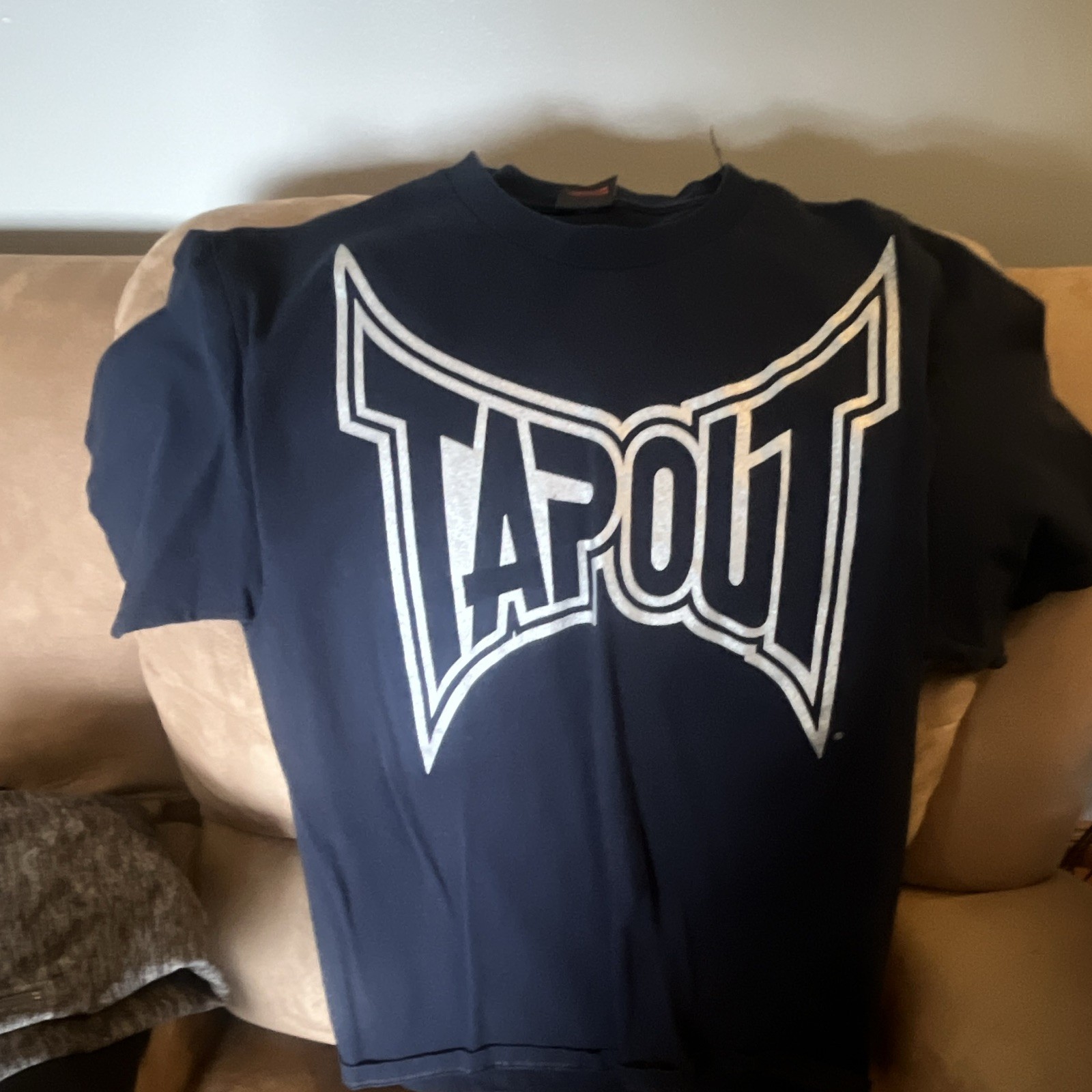 Tapout Men’s Black Logo Graphic Print Crew Neck Cotton T-Shirt Size L
