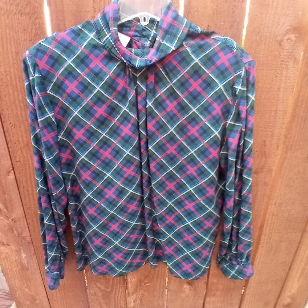 Vintage Country Sophisticate by Pendleton Blouse 12 Pullon Long Sleeve High Neck