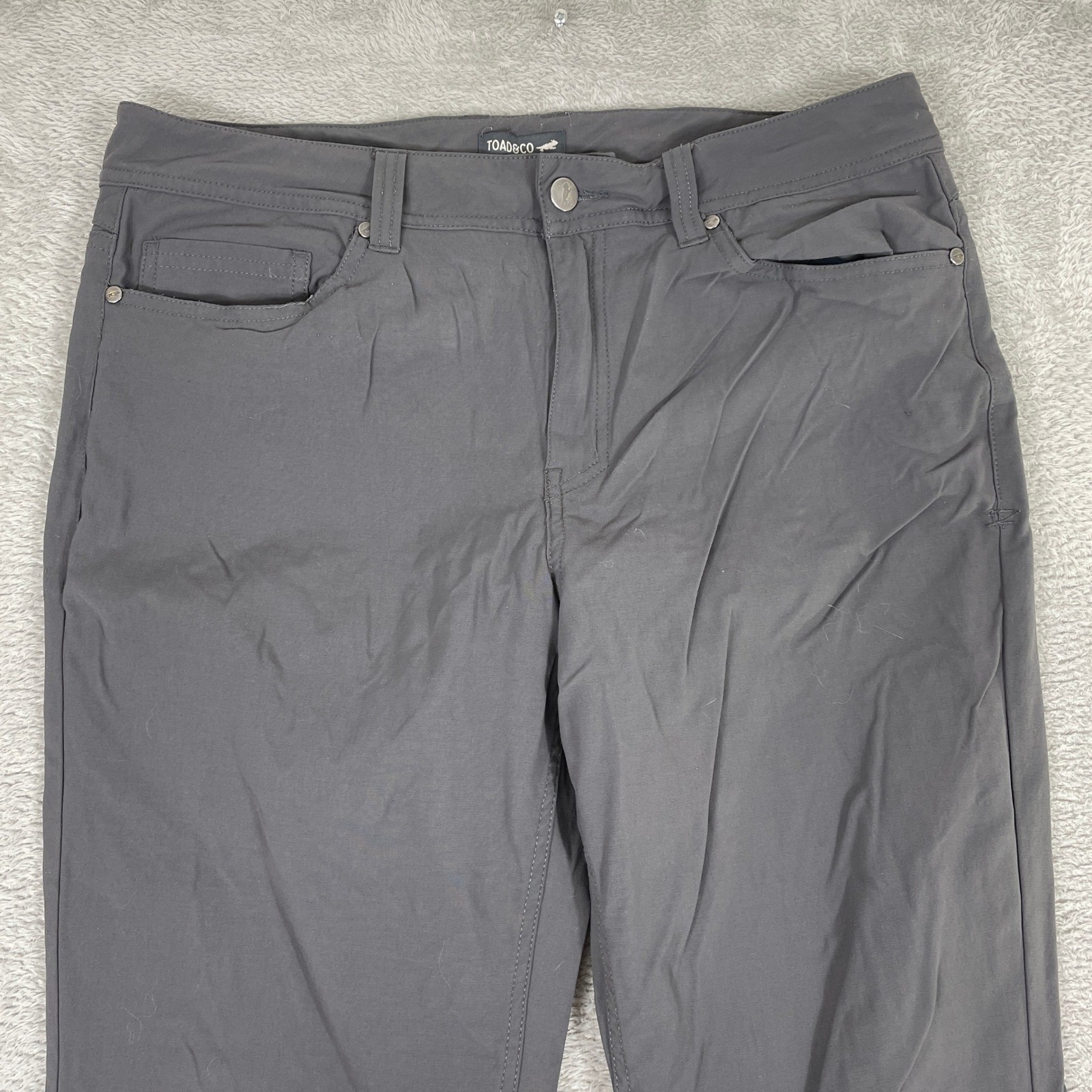 Toad&Co Rover 5 Pocket Lean Pant Mens 33×30 Grey Stretch Hiking Travel Gorpcore
