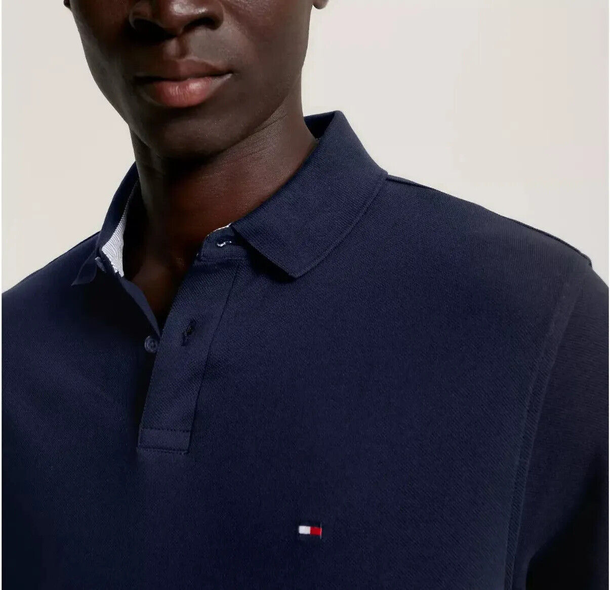Tommy Hilfiger Mens Regular Fit Solid Stretch Cotton Mesh Long Sleeve Polo Shirt
