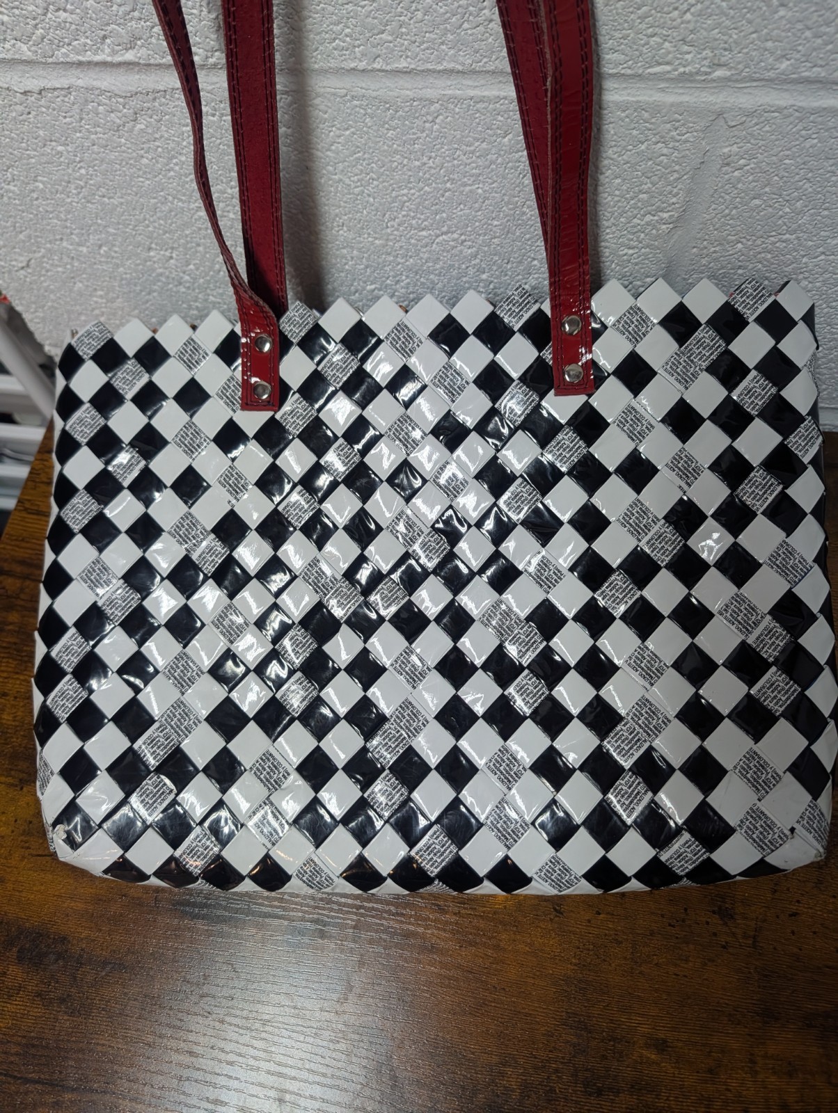 Nahui Ollin Candy Wrapper Purse Over The Shoulder Bag White & Black Eco-Chic